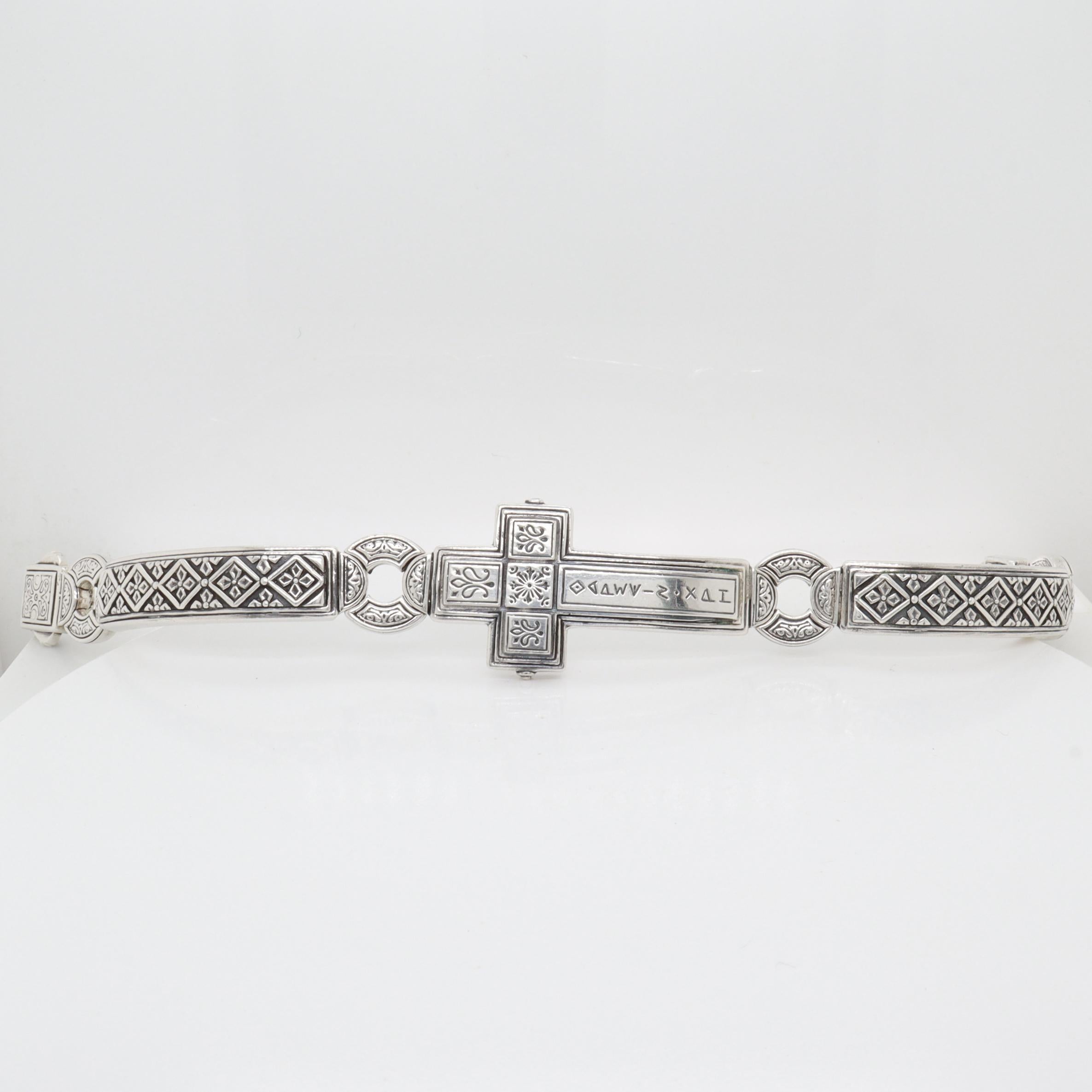 Bracciale firmato Konstantino in argento sterling con croce di sfida in vendita 10