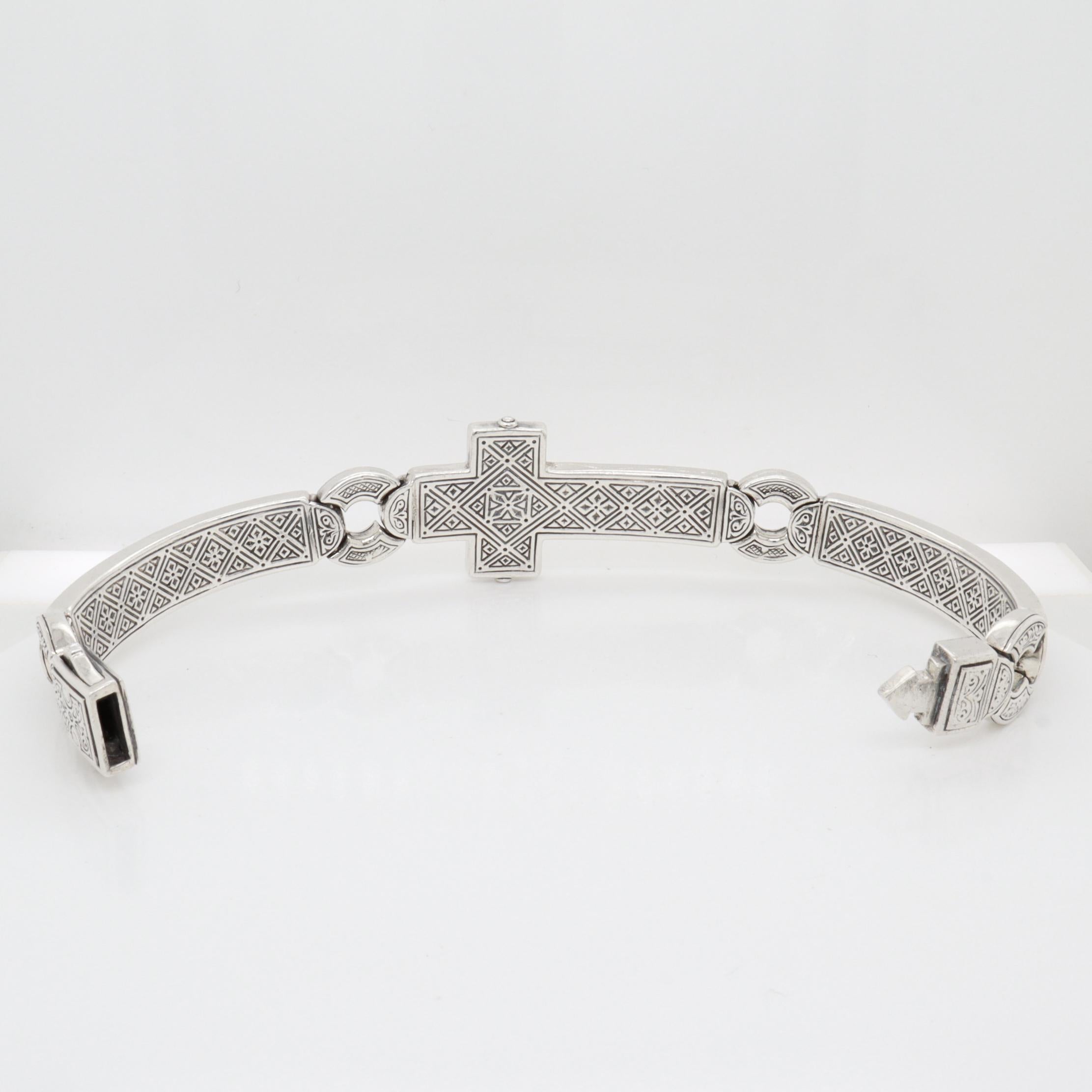 Bracciale firmato Konstantino in argento sterling con croce di sfida in vendita 13