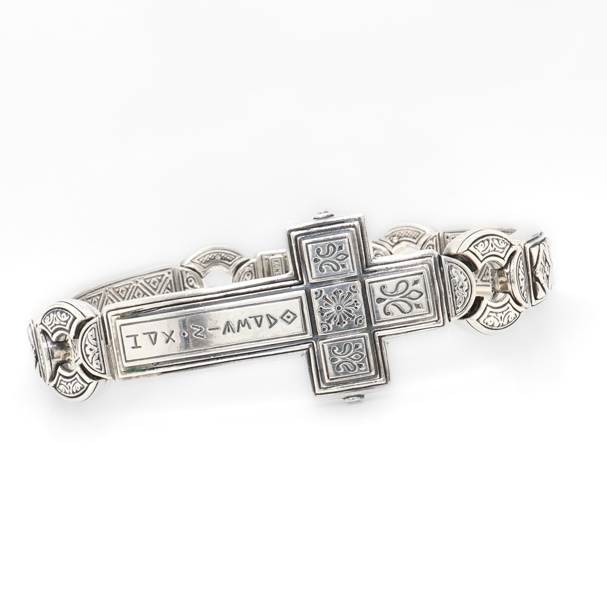 Bracciale firmato Konstantino in argento sterling con croce di sfida In condizioni buone in vendita a Philadelphia, PA