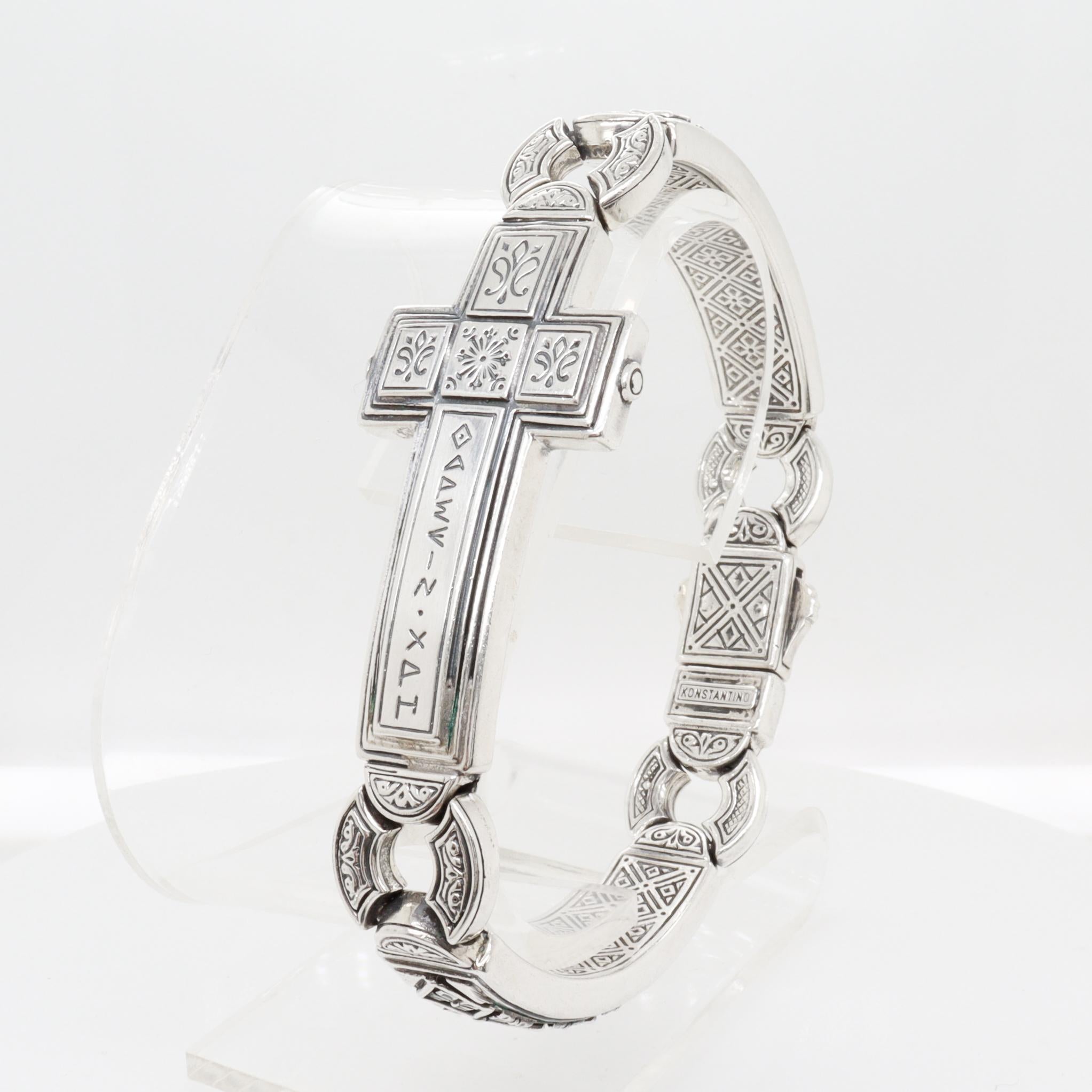 Bracciale firmato Konstantino in argento sterling con croce di sfida in vendita 2