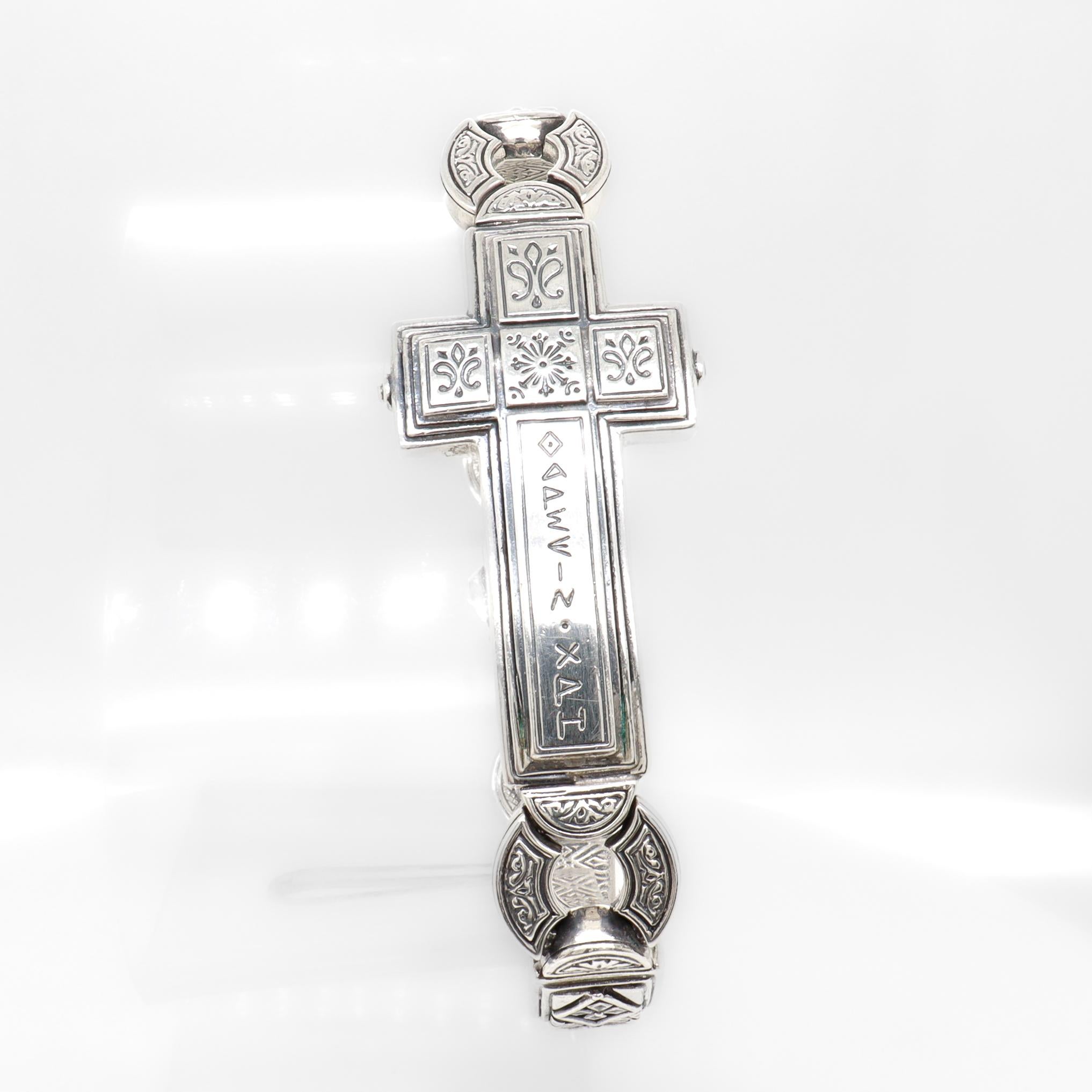 Bracciale firmato Konstantino in argento sterling con croce di sfida in vendita 3