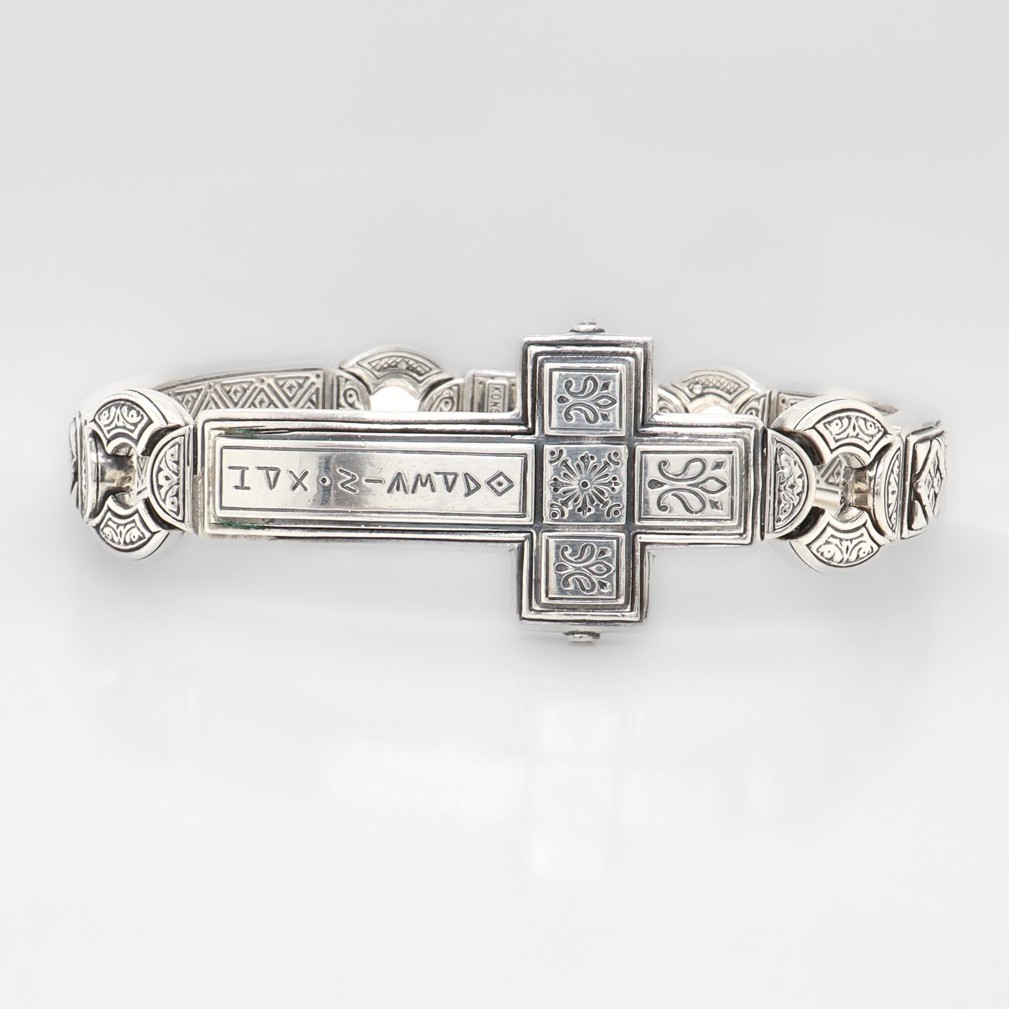 Bracciale firmato Konstantino in argento sterling con croce di sfida in vendita 4