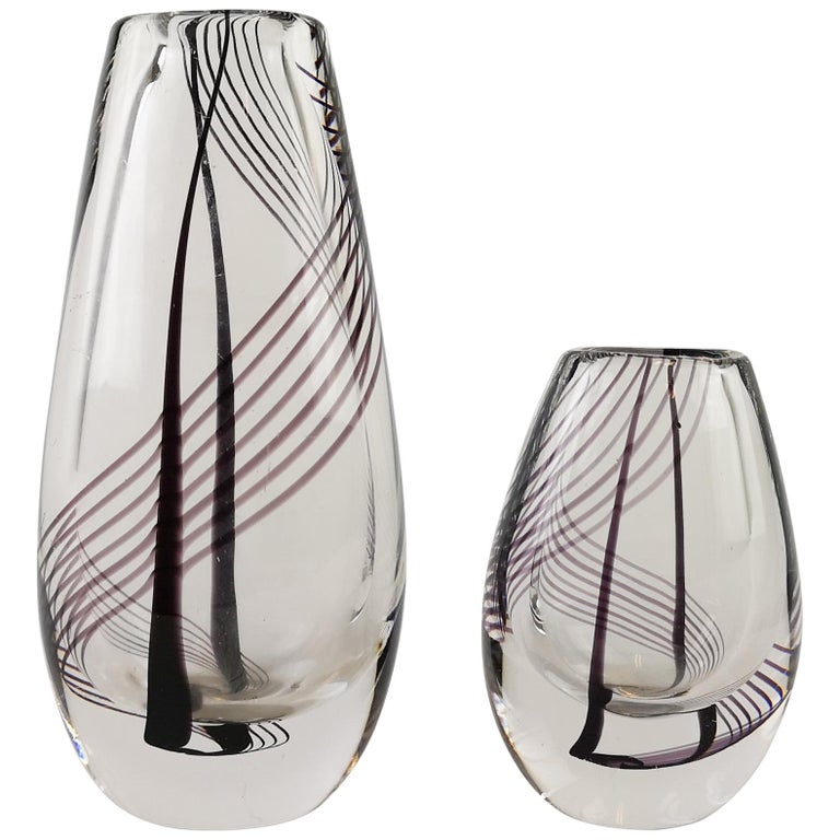 Signed Kosta Boda Art Glass Vases Vicke Lindstrand For Sale at 1stDibs