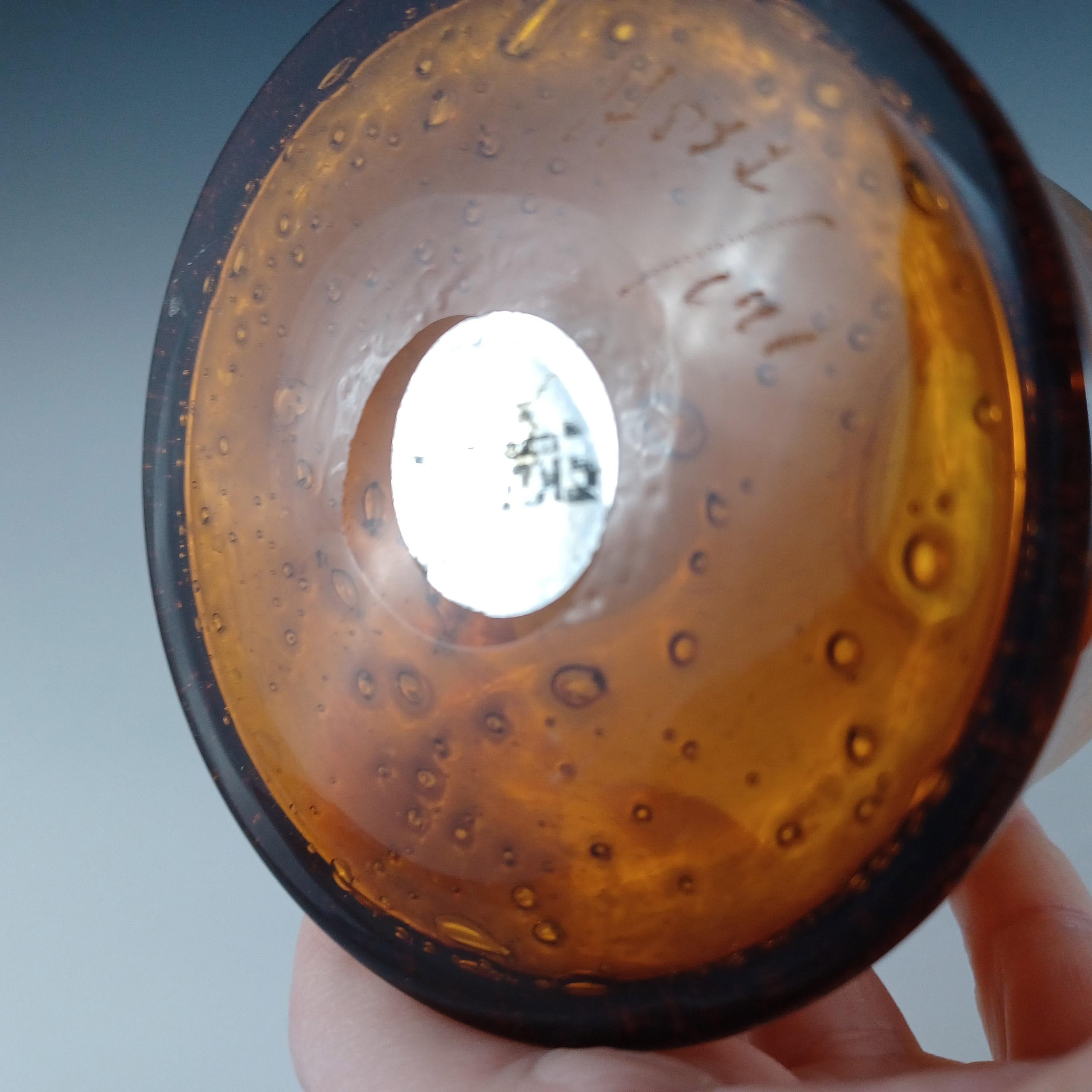 Jarrón de cristal ámbar burbujeante Kosta Boda FIRMADO Erik Hoglund #H832 en venta 2