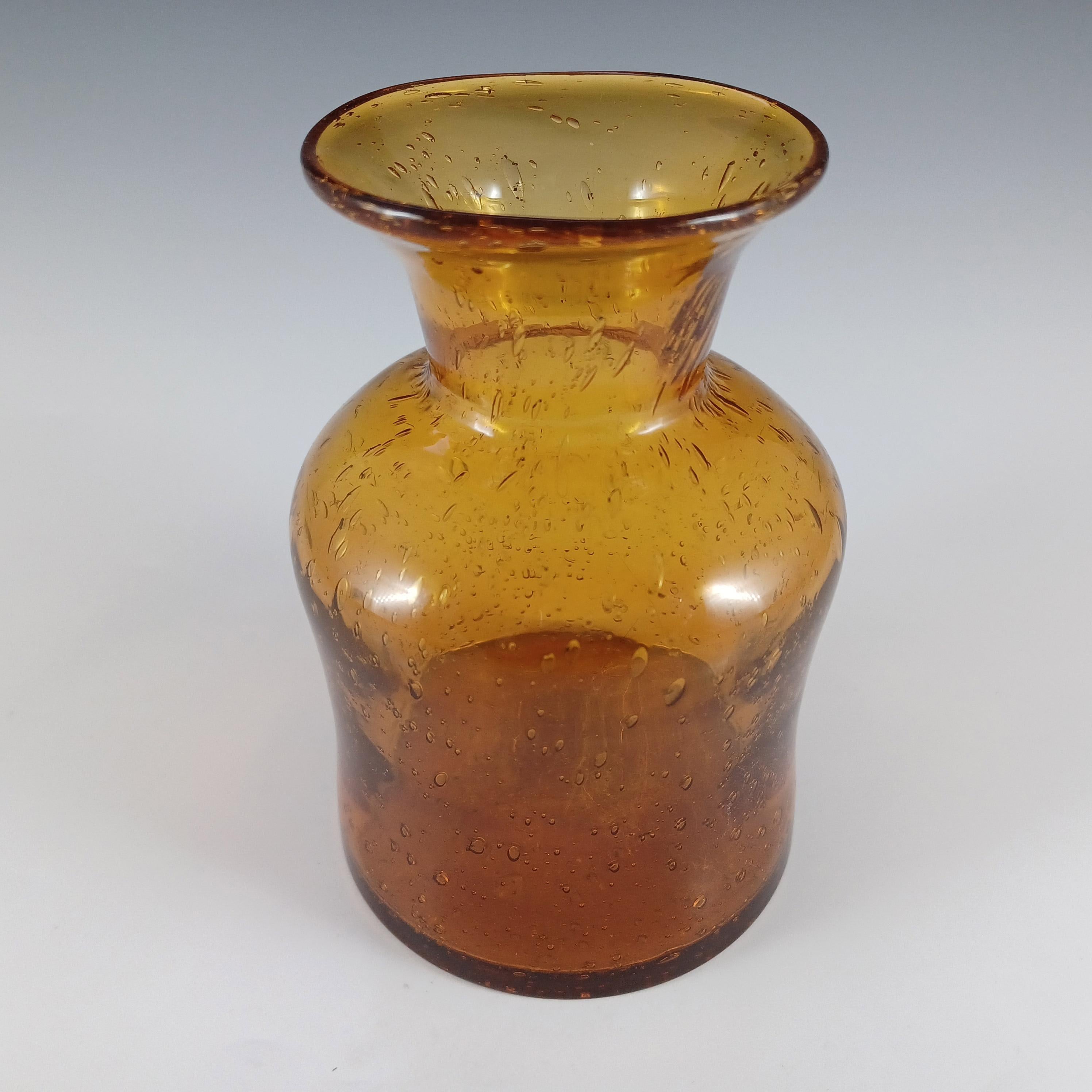 Jarrón de cristal ámbar burbujeante Kosta Boda FIRMADO Erik Hoglund #H832 Sueco en venta