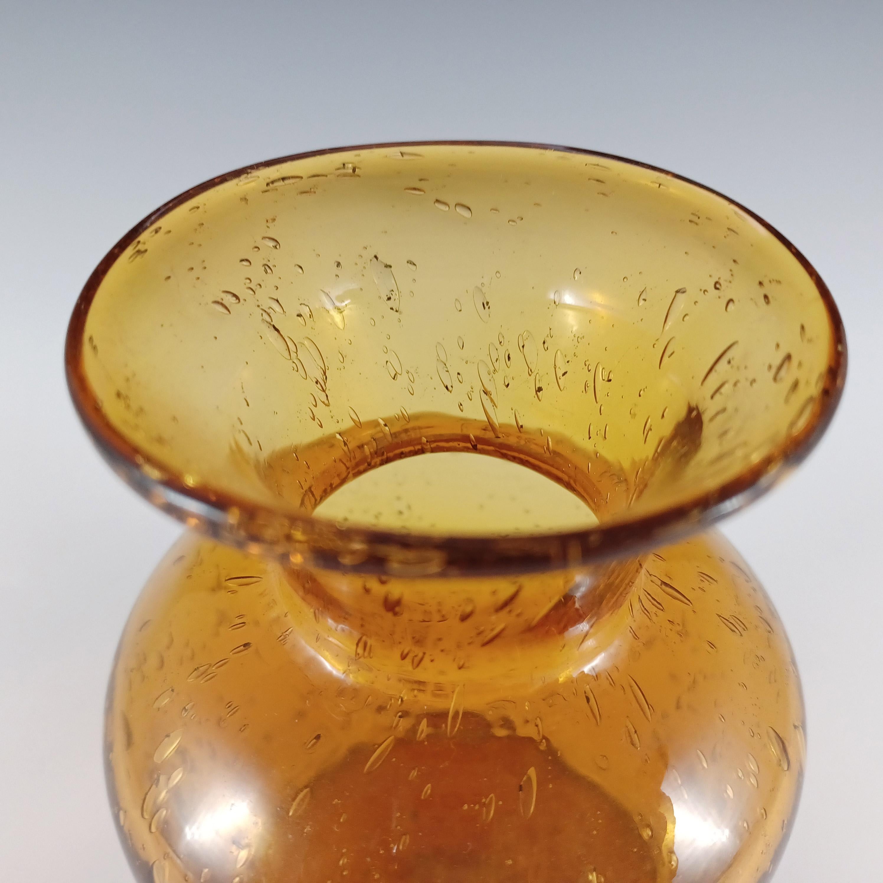 Jarrón de cristal ámbar burbujeante Kosta Boda FIRMADO Erik Hoglund #H832 Vidrio en venta