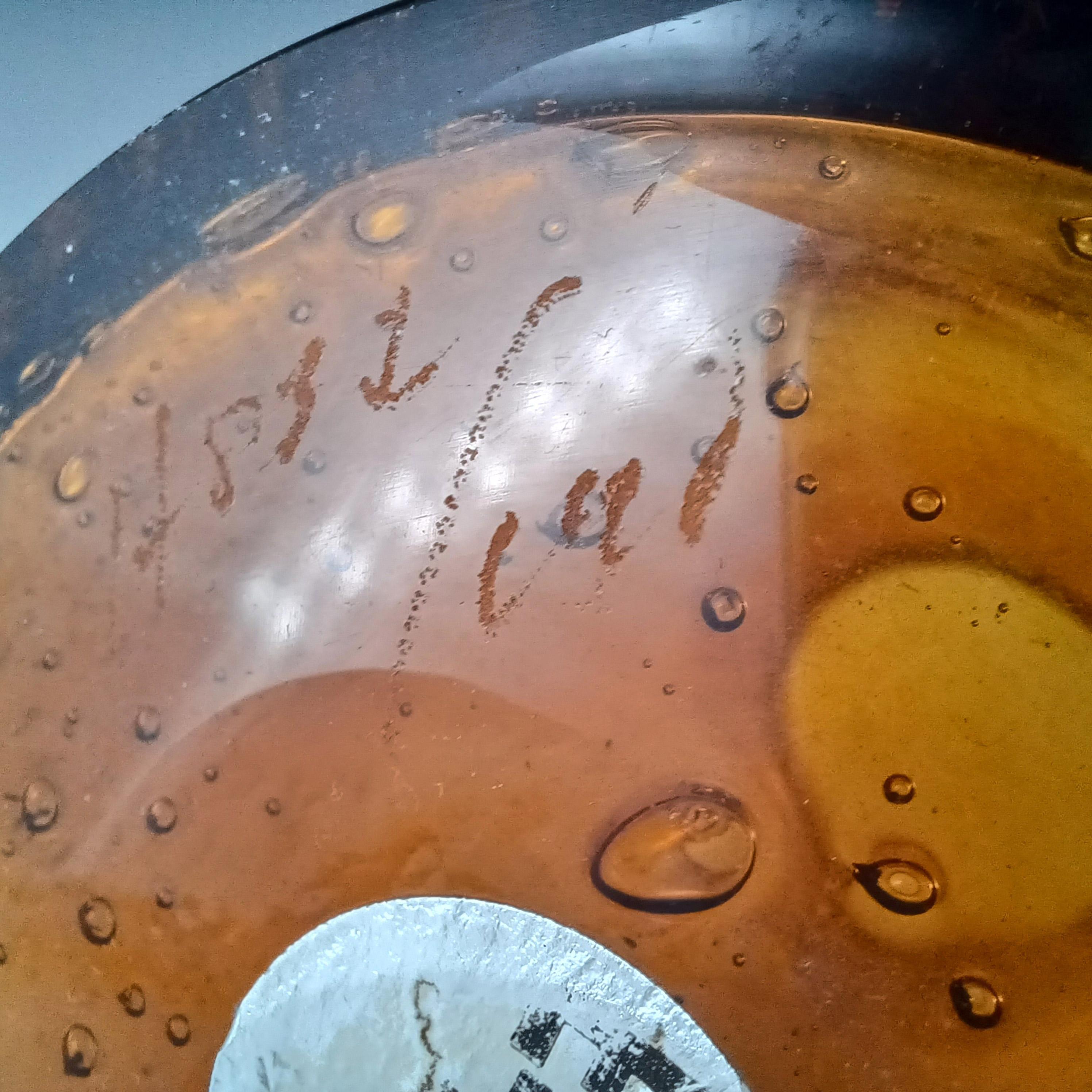 Jarrón de cristal ámbar burbujeante Kosta Boda FIRMADO Erik Hoglund #H832 en venta 1
