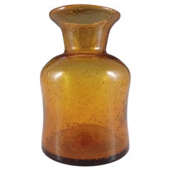 SIGNED Kosta Boda Bubbly Amber Glass Vase Erik Hoglund #H832