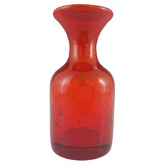 SIGNED Kosta Boda Bubbly Red Glass Vase Erik Hoglund #H525