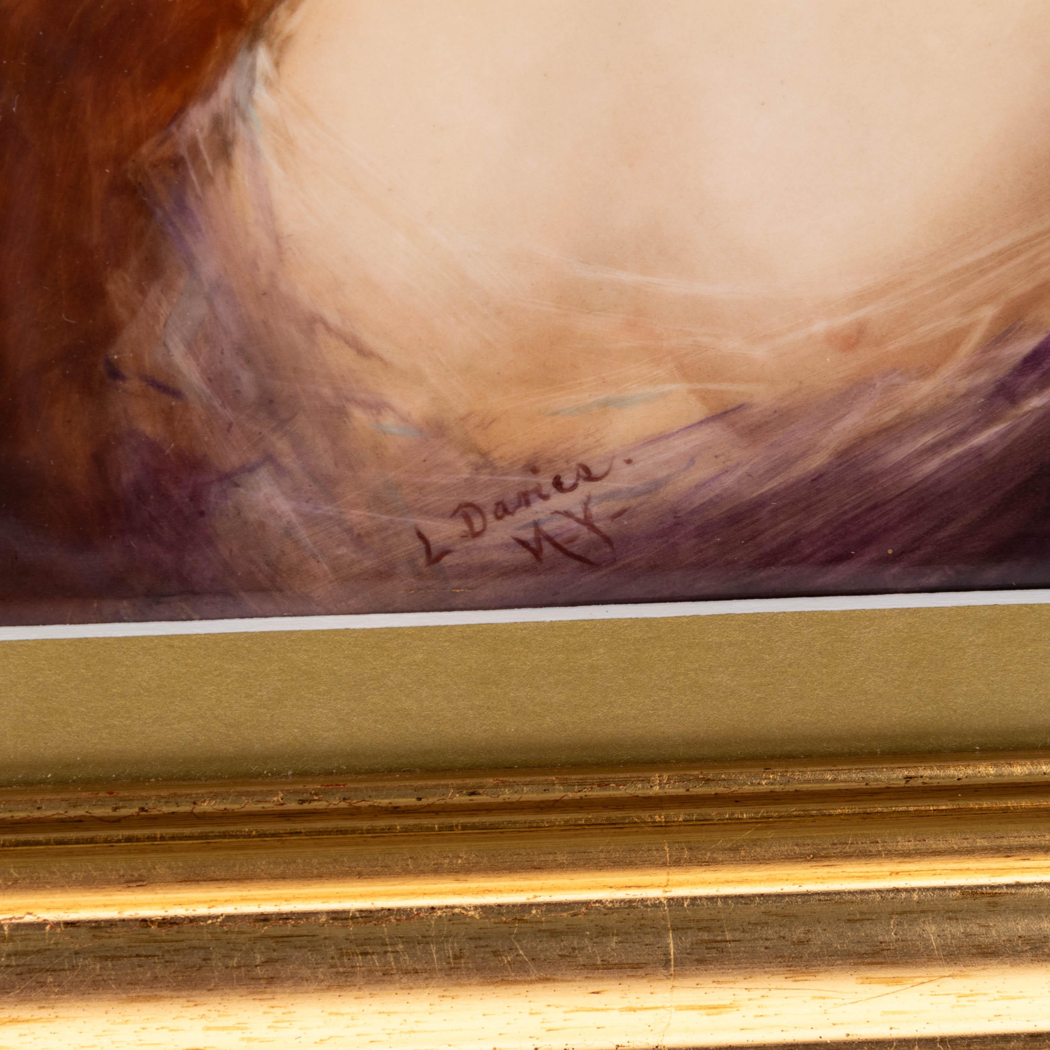 Signierte L. Davies New Yorker Porträtplakette aus feinem Porzellan in der Art von Angelo Asti, signiert im Zustand „Gut“ im Angebot in Nottingham, GB
