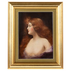 Firma L. Davies Nueva York Fina placa de porcelana con retrato Manera de Angelo Asti