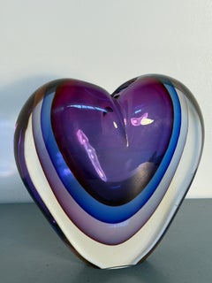 Signed L. Onesto Murano Purple Heart Art Glass Sculpture