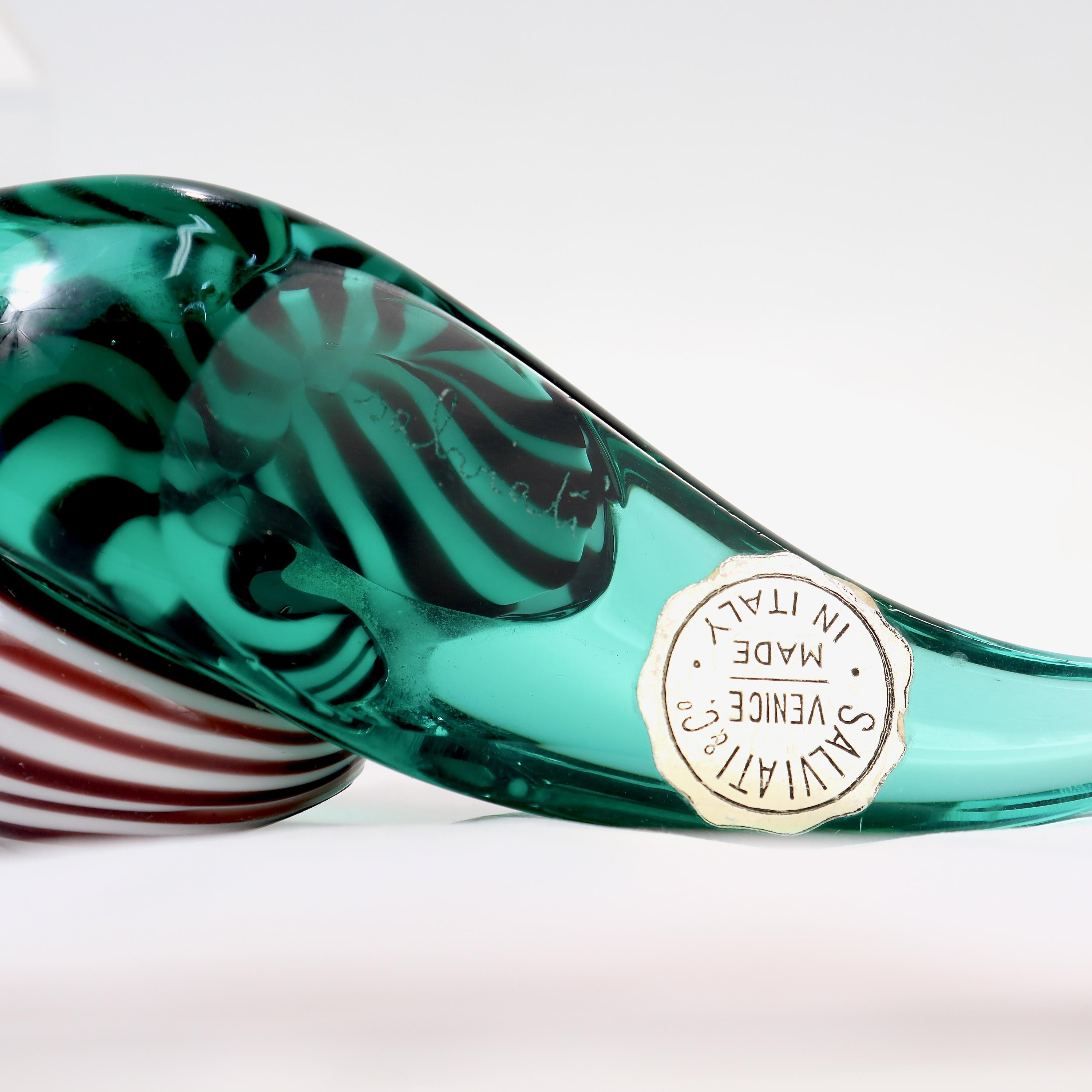 Signed & Labeled Salviati Venetian / Murano Art Glass Snail Paperweight Figurine For Sale 3