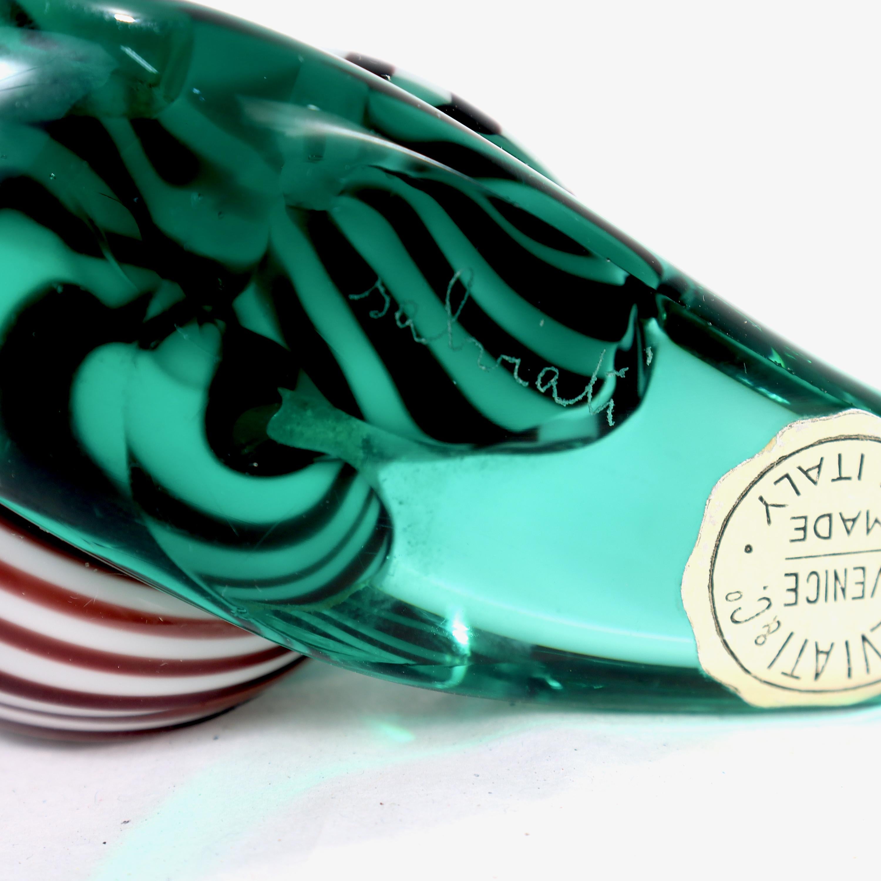 Signed & Labeled Salviati Venetian / Murano Art Glass Snail Paperweight Figurine For Sale 4