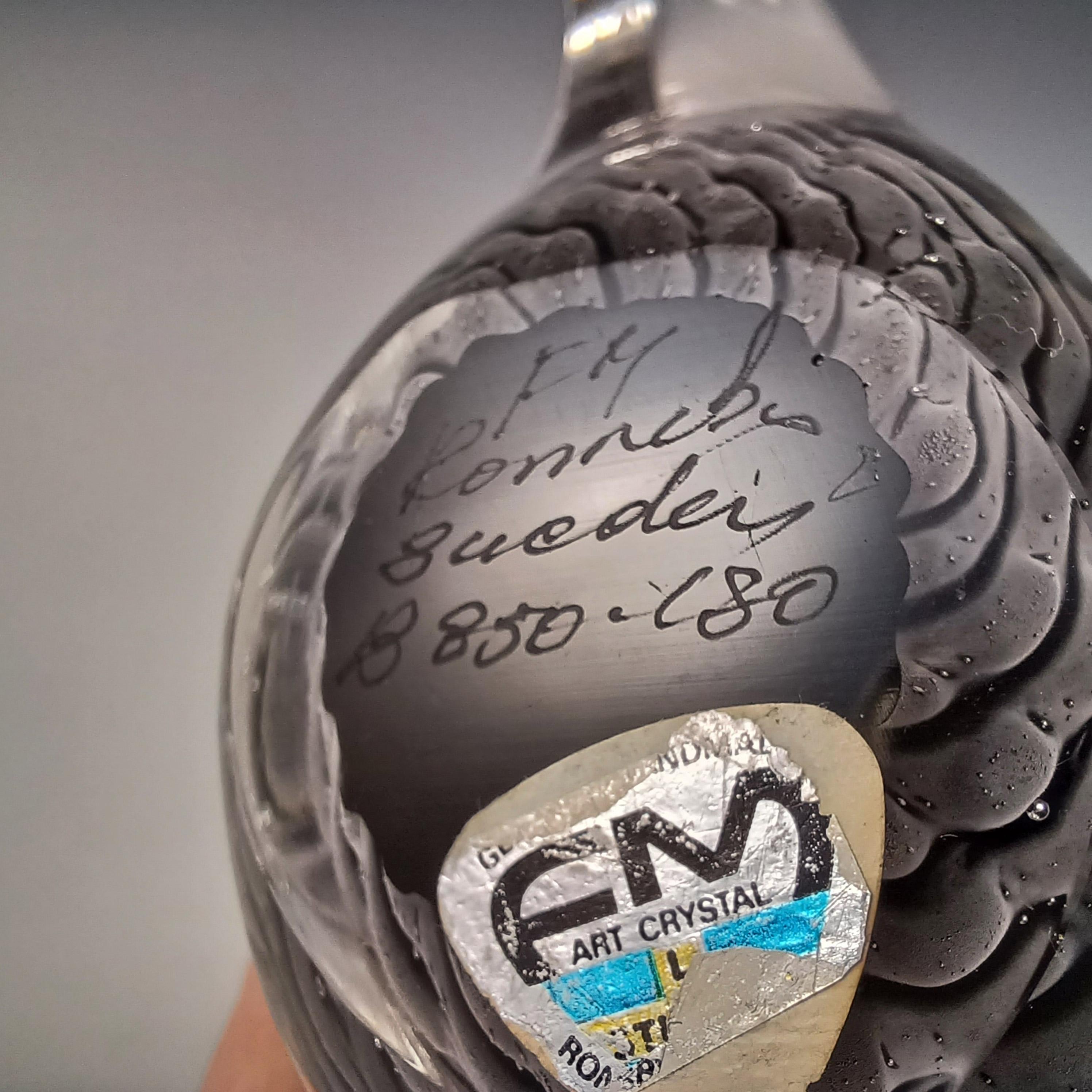 FIRMADO Y ETIQUETADO FM Konstglas / Marcolin Fumato Pez de cristal Moderno de mediados de siglo en venta