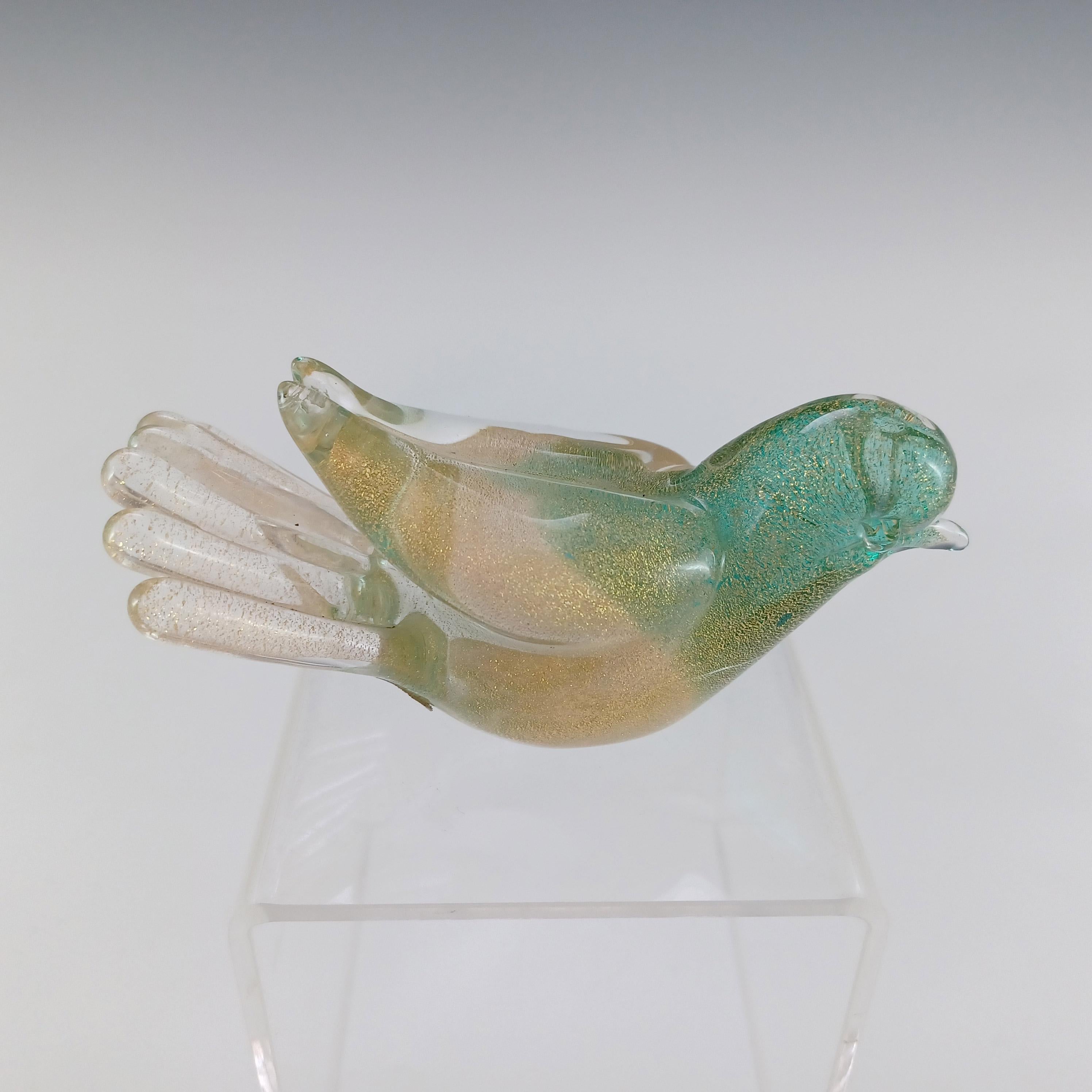 SIGNED & LABELLED Seguso Vetri d'Arte Murano 'Polveri' Glasvogel im Zustand „Gut“ im Angebot in Bolton, GB