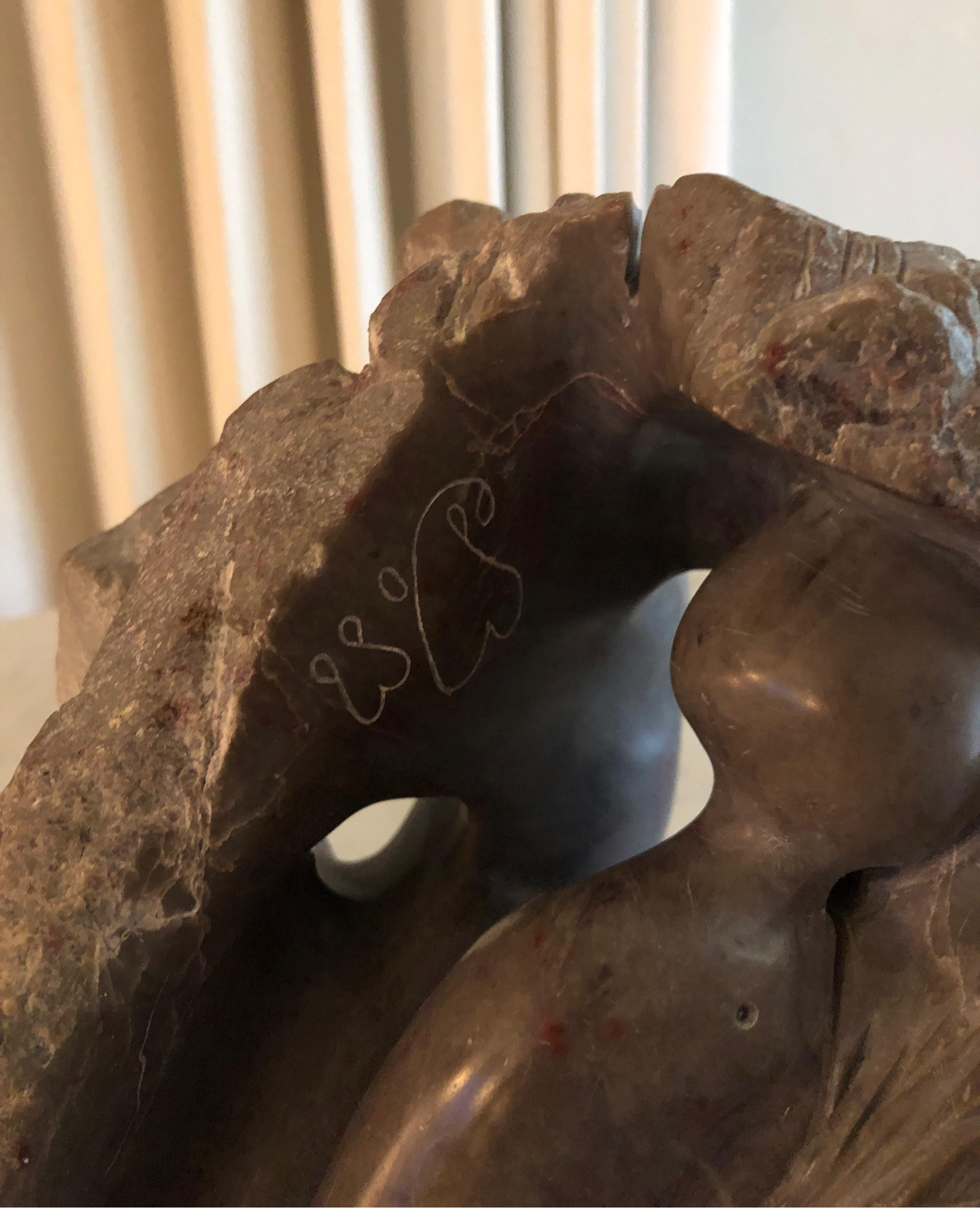 Signed Lace Agate Stone Modernist Sculpture, Yehuda Dodd Roth In Good Condition For Sale In Los Angeles, CA