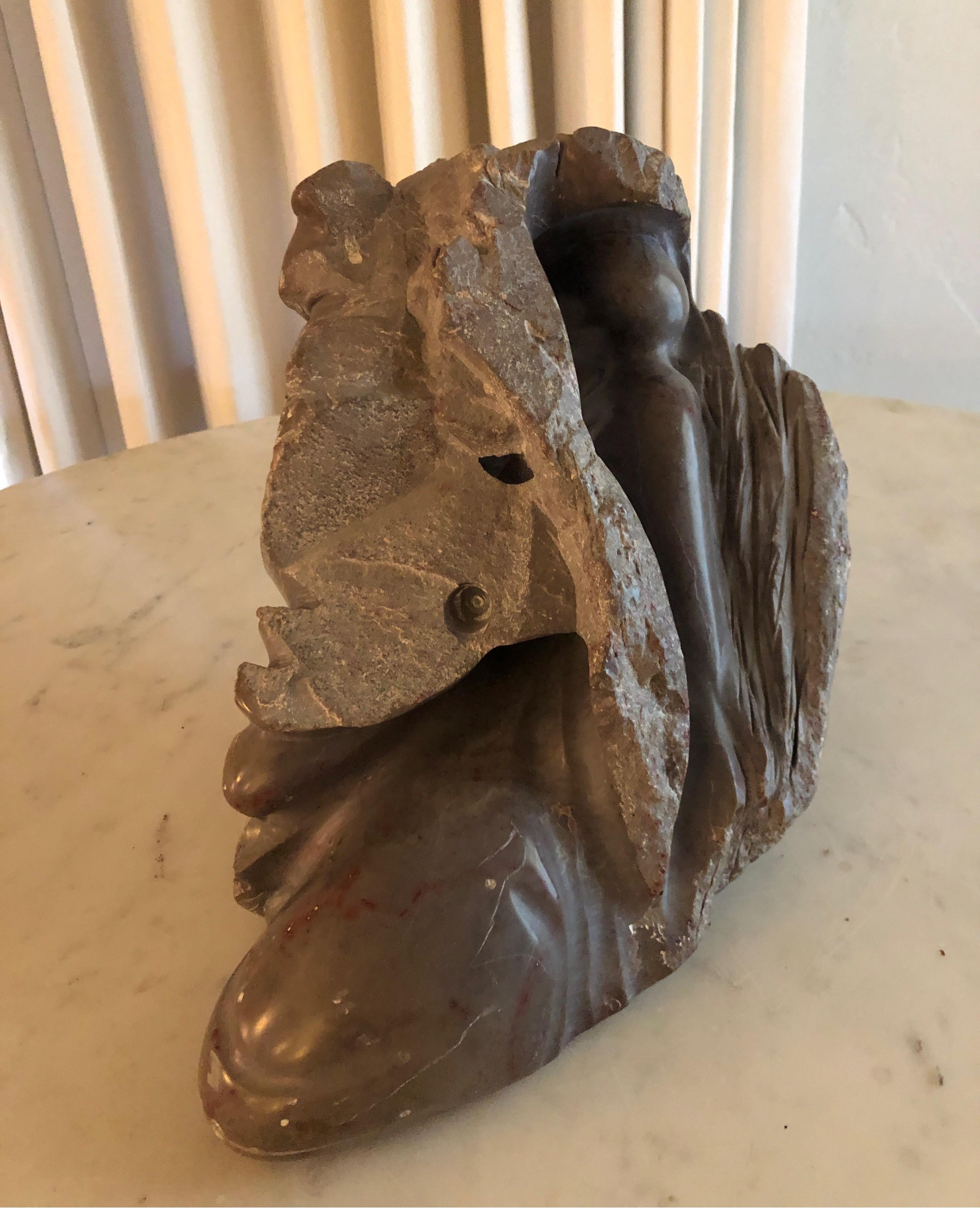 Modernistische Skulptur mit spitzem Achat-Stein von Yehuda Dodd Roth, signiert im Angebot 1