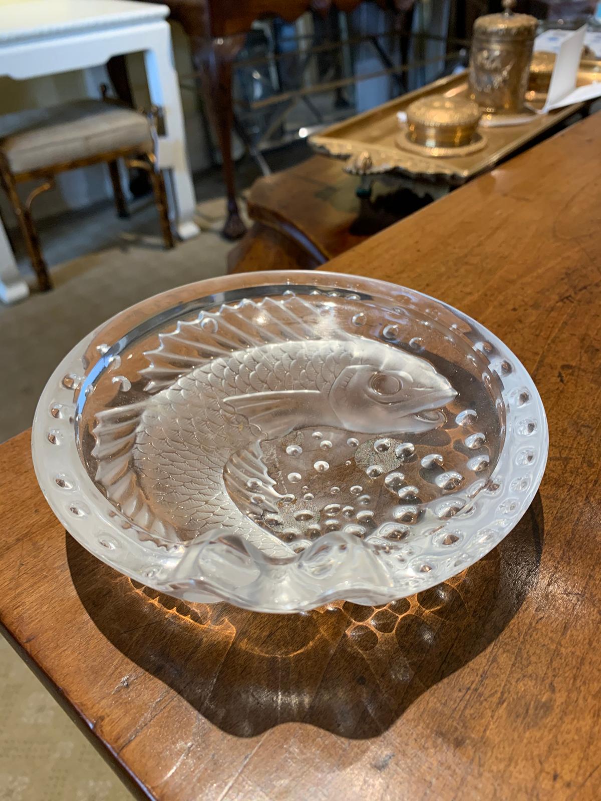 Signed Lalique French Art Glass Fish Dish, Early 20th Century 7