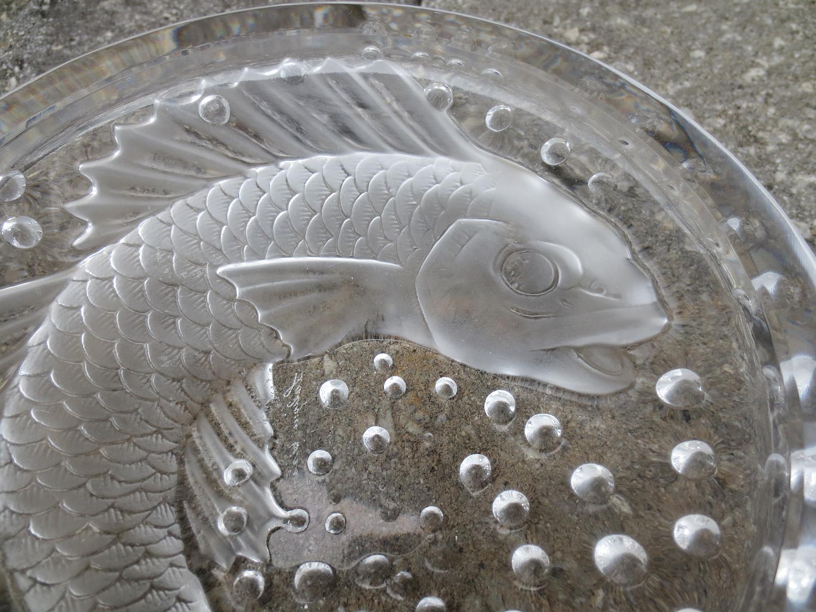 Signed Lalique French Art Glass Fish Dish, Early 20th Century 9