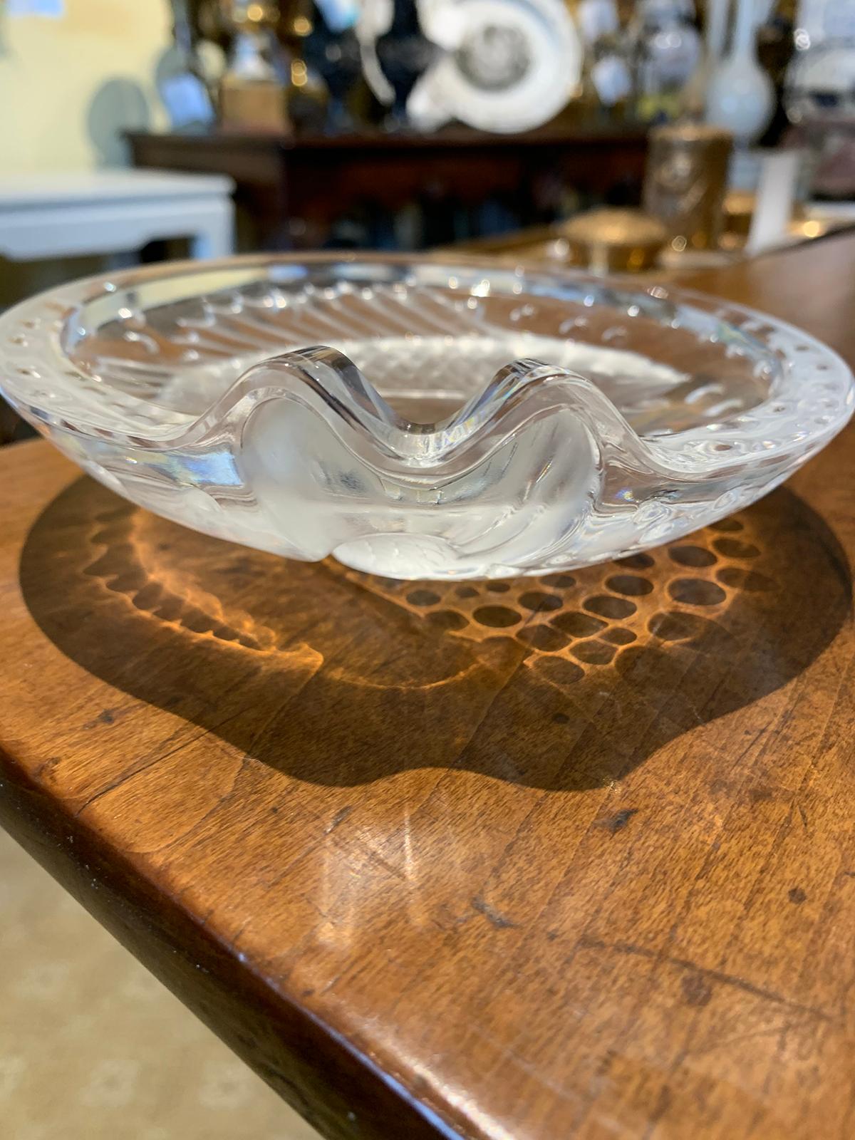 Signed Lalique French Art Glass Fish Dish, Early 20th Century 1