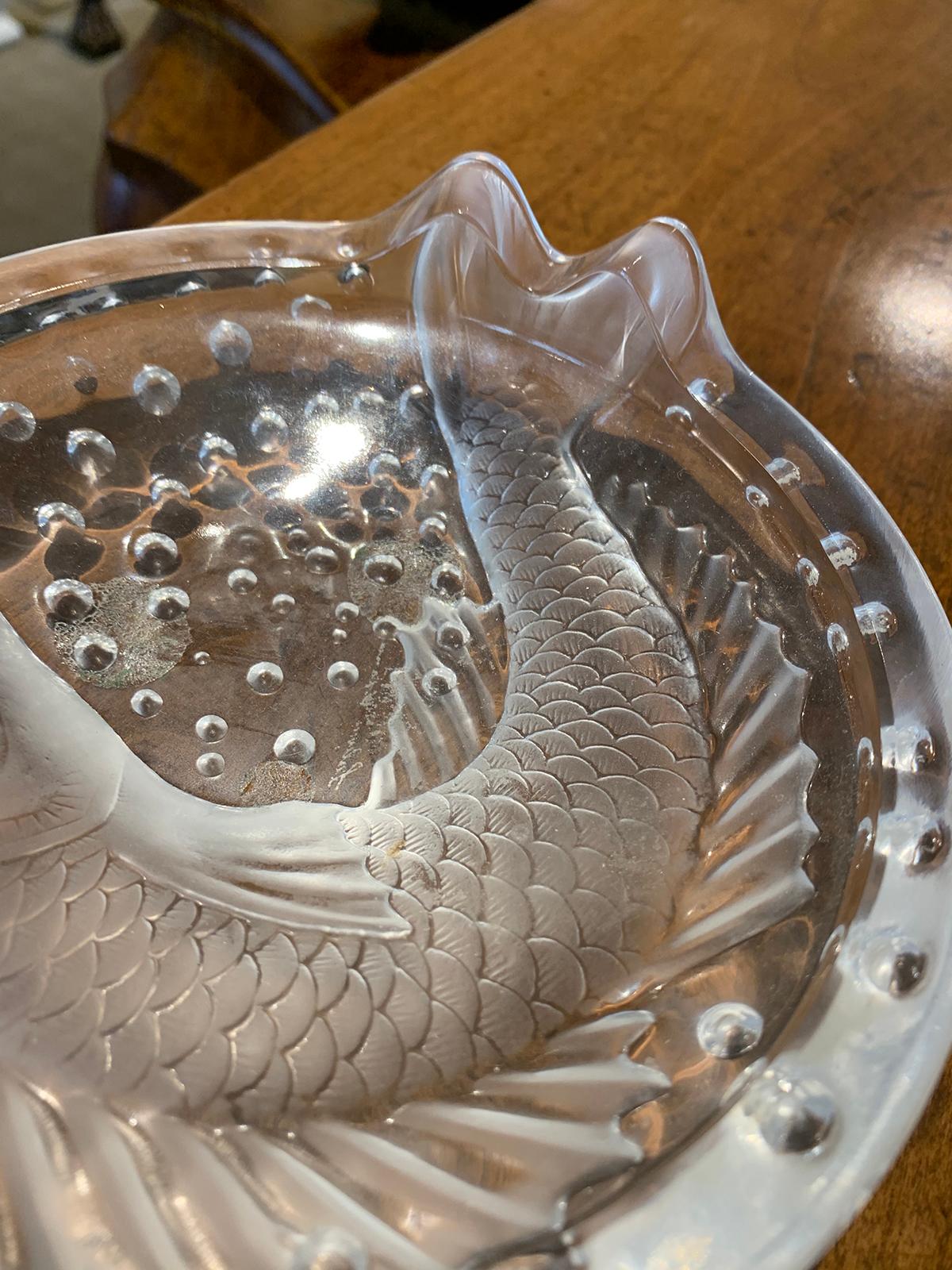 Signed Lalique French Art Glass Fish Dish, Early 20th Century 3