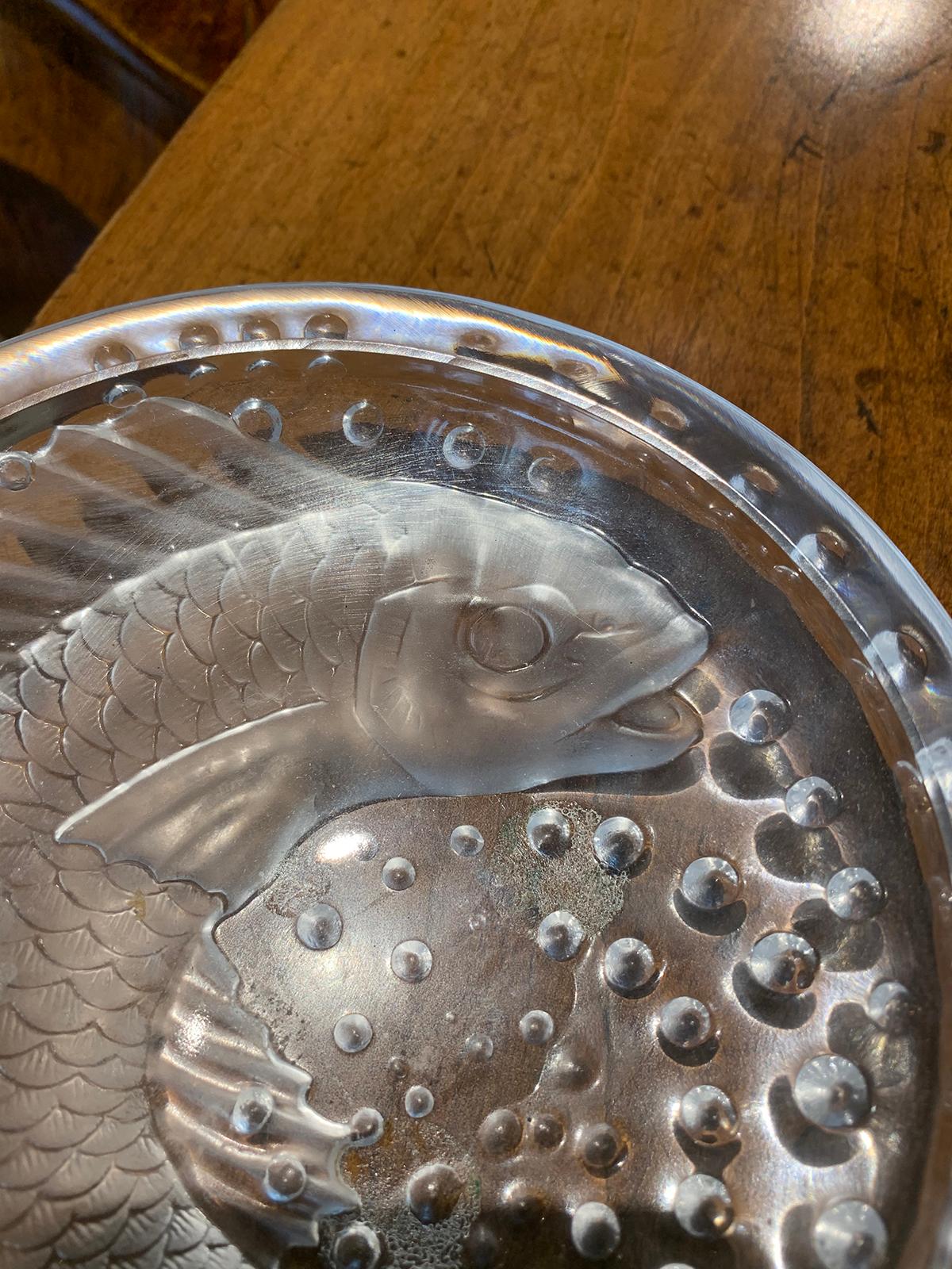 Signed Lalique French Art Glass Fish Dish, Early 20th Century 4