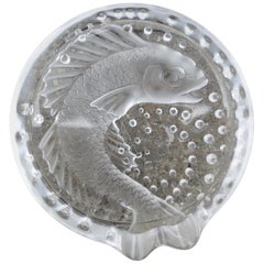 Signed Lalique French Art Glass Fish Dish, Early 20th Century