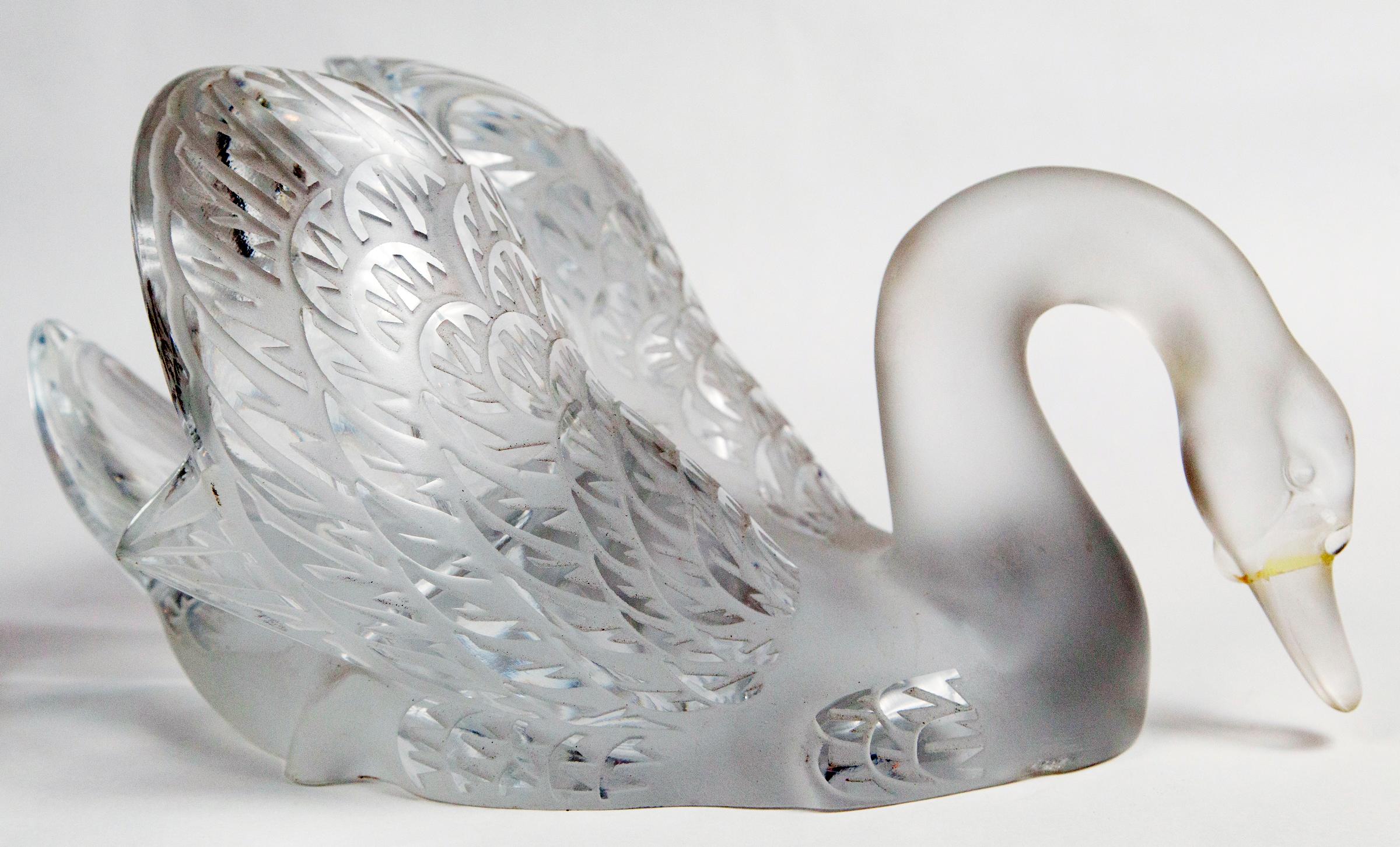 20th Century Signed Lalique Swan For Sale