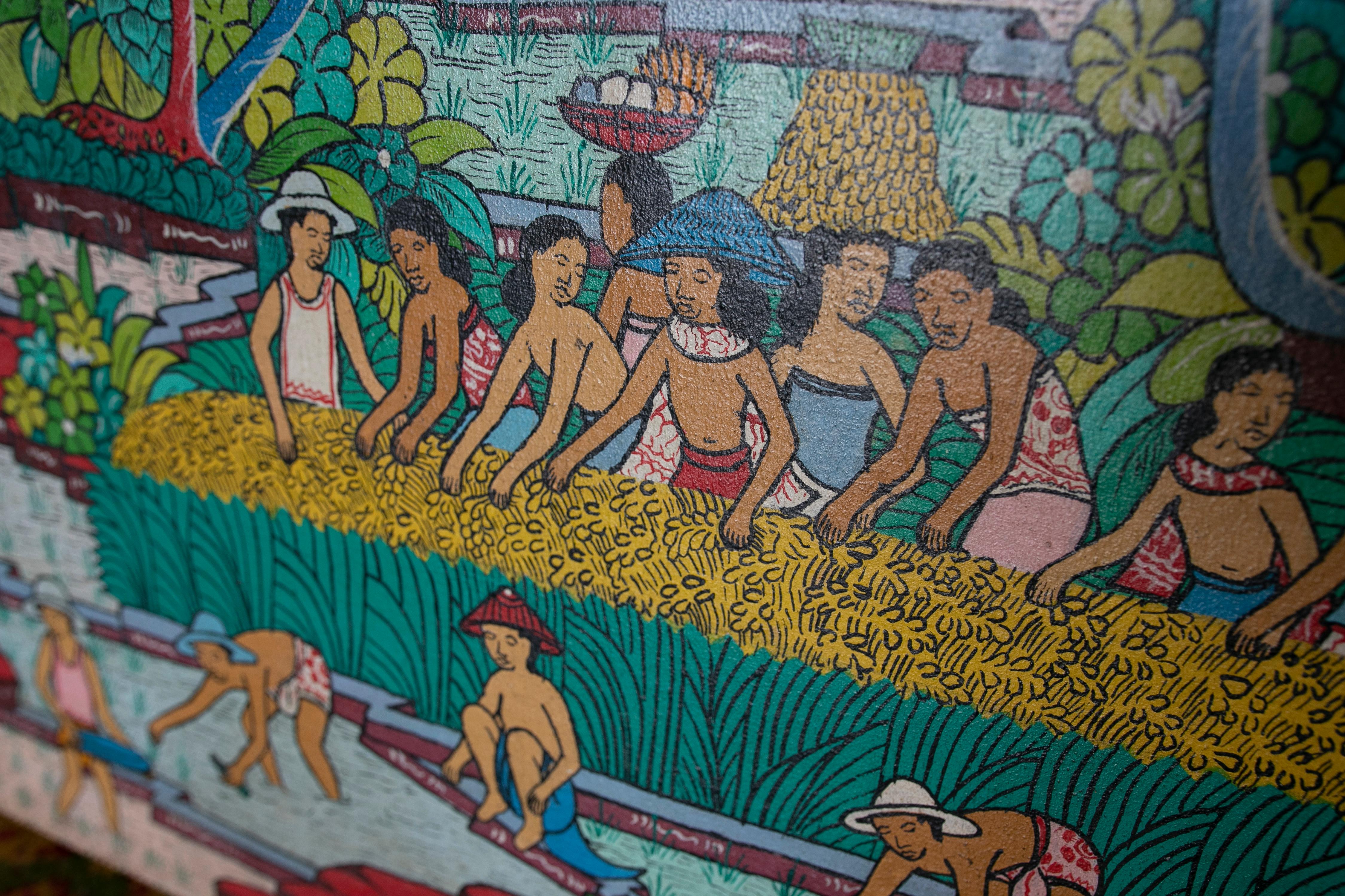 Signed Landscape Painting of Tahiti with its Characters Working the Rice Fields For Sale 2