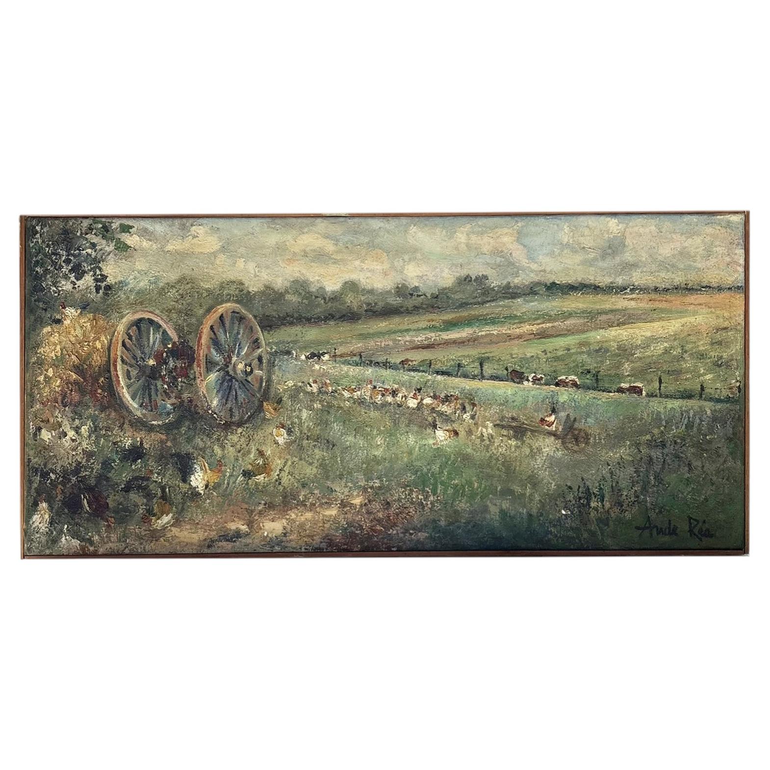 Signed Landscape Painting, Oil on Canvas, France, 20th Century