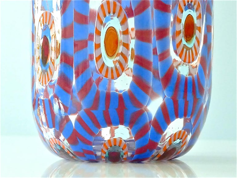 Signed Large Italian Formentello Murano Art Glass Vase Murine