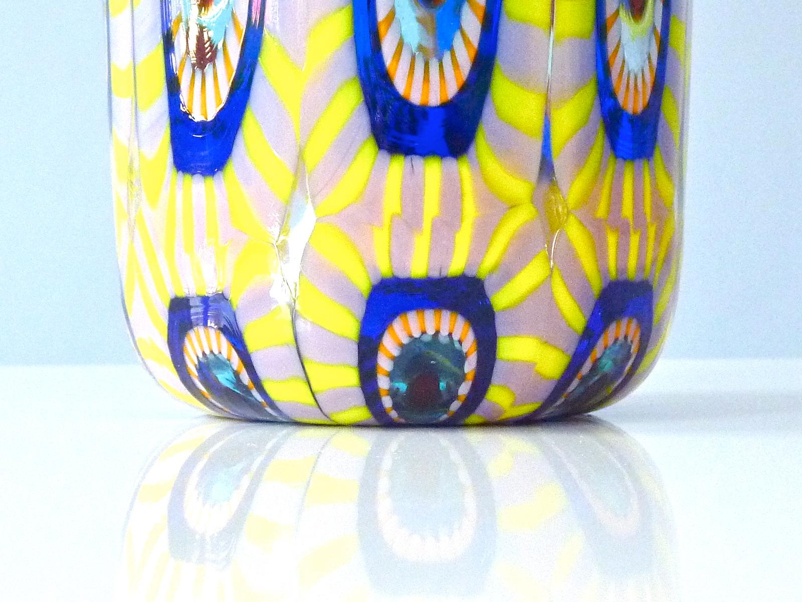 Signed Large Italian Formentello Murano Art Glass Vase Murine Barovier Toso For Sale 4