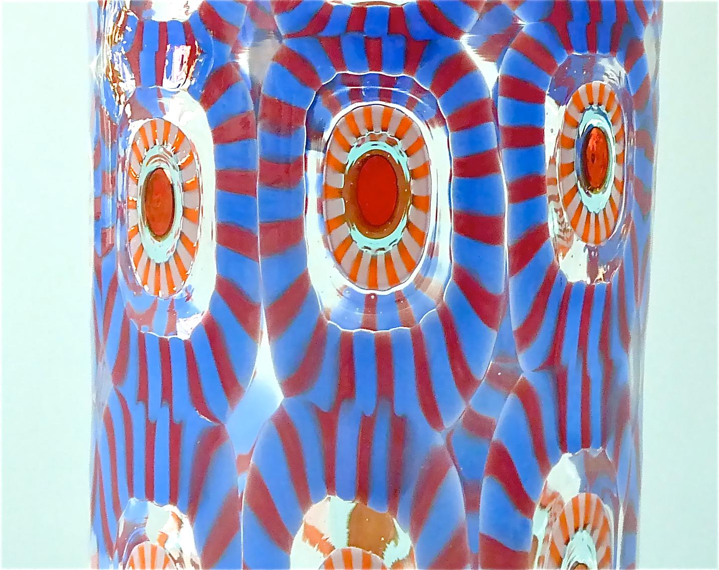 Signed Large Italian Formentello Murano Art Glass Vase Murine Barovier Toso For Sale 3