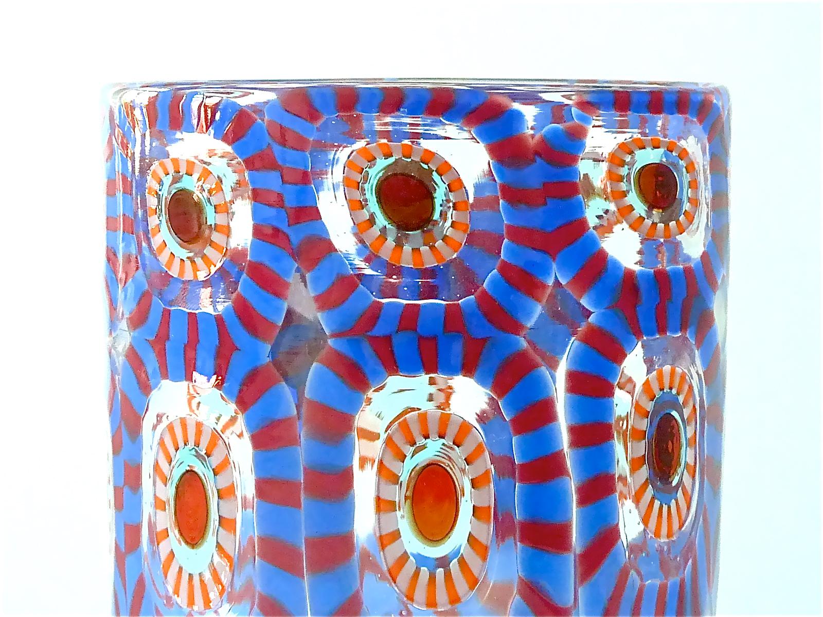 Signed Large Italian Formentello Murano Art Glass Vase Murine Barovier Toso For Sale 4
