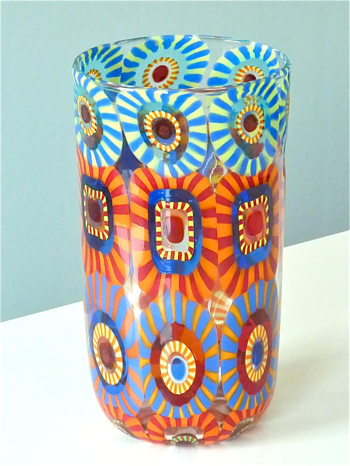 Signed Large Italian Formentello Murano Art Glass Vase Murine Barovier Toso  For Sale 7