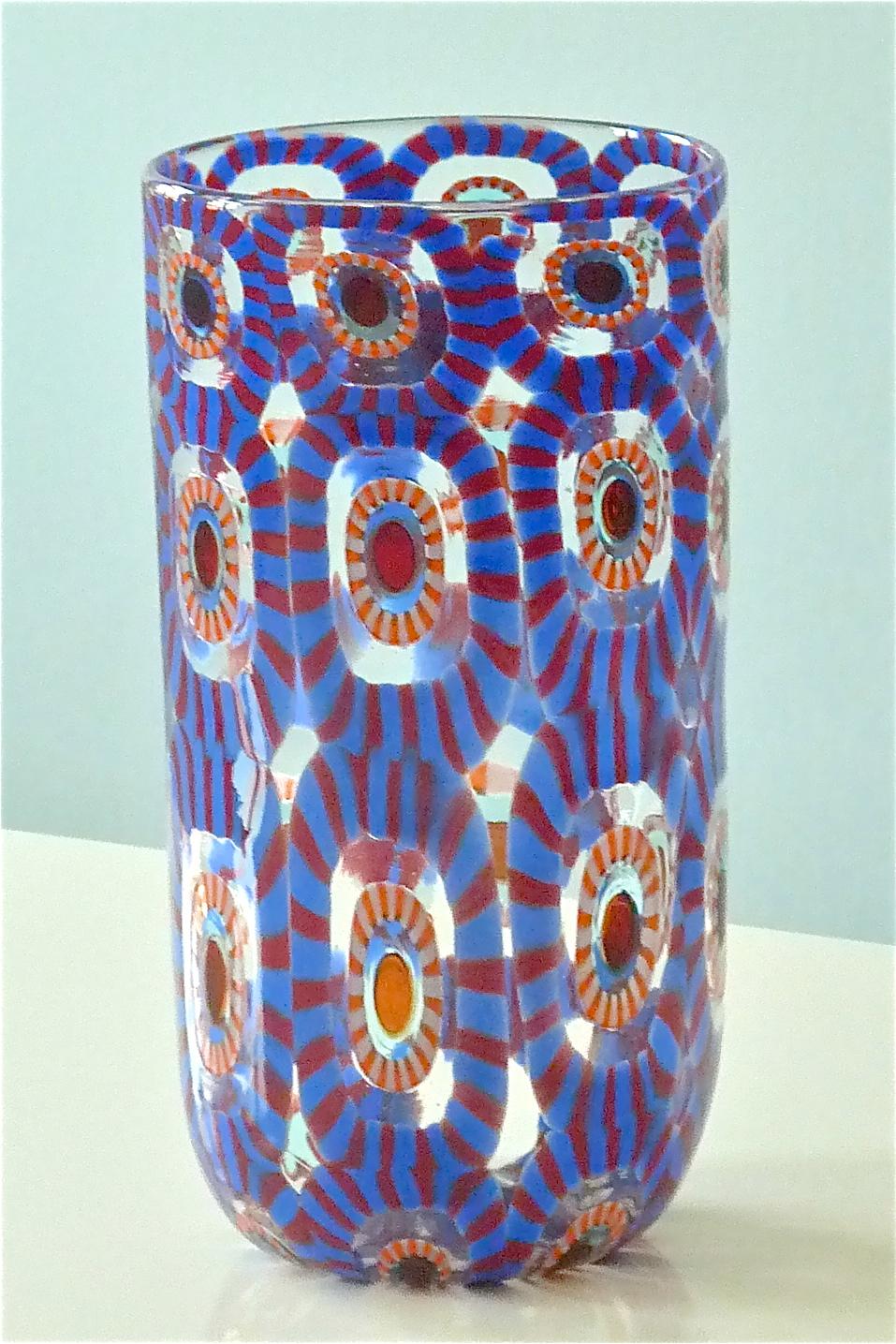 Signed Large Italian Formentello Murano Art Glass Vase Murine Barovier Toso For Sale 8