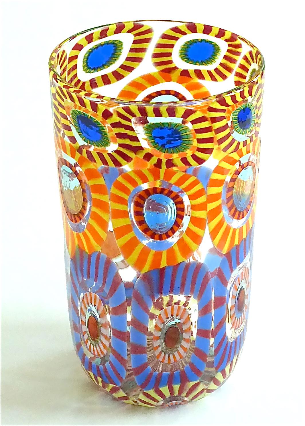 Signed Large Italian Formentello Murano Art Glass Vase Murine Barovier Toso  11