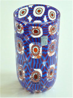 Signed Large Italian Formentello Murano Art Glass Vase Murine Barovier Toso