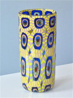 Signed Large Italian Formentello Murano Art Glass Vase Murine Barovier Toso