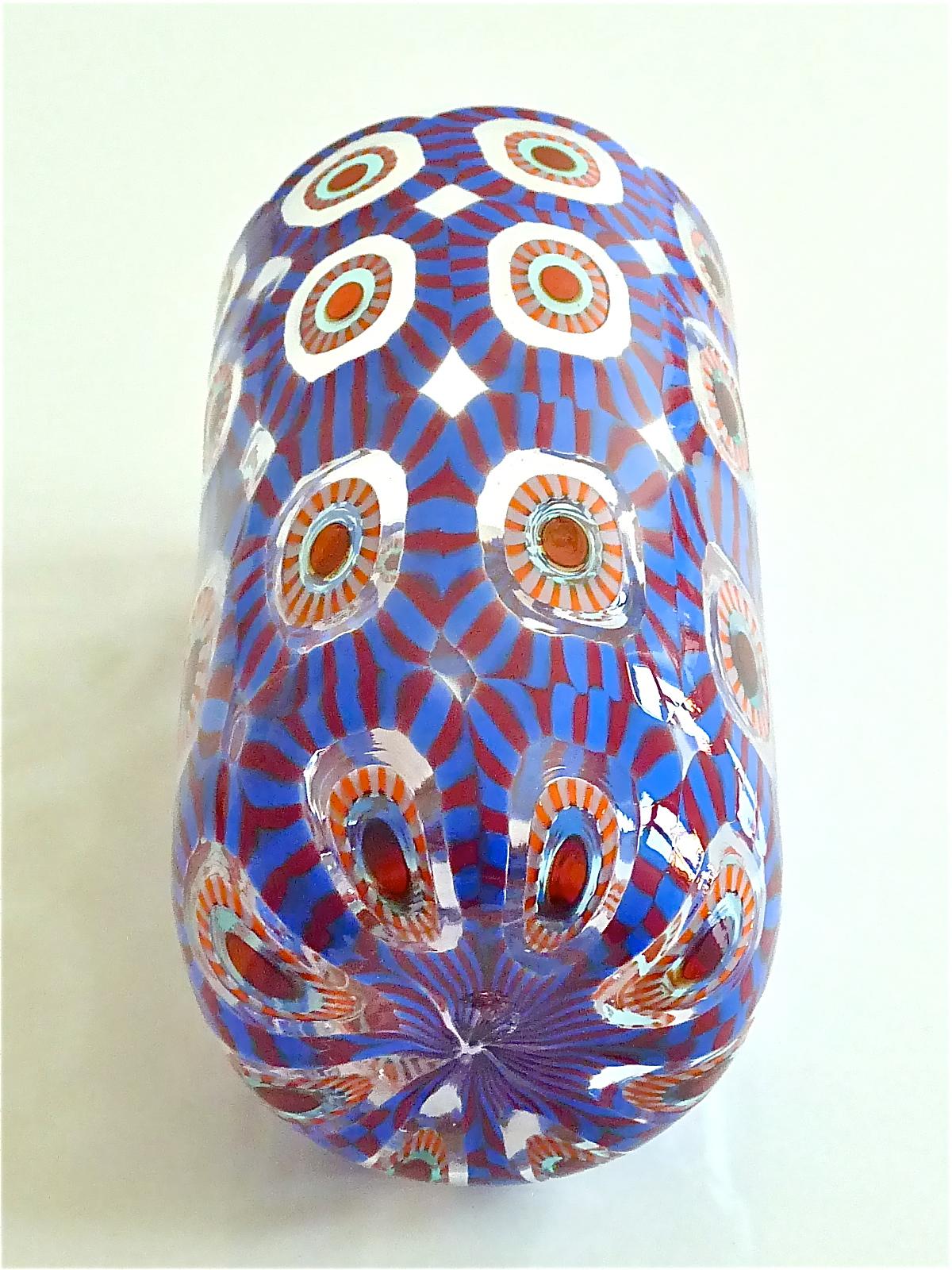 Contemporary Signed Large Italian Formentello Murano Art Glass Vase Murine Barovier Toso For Sale