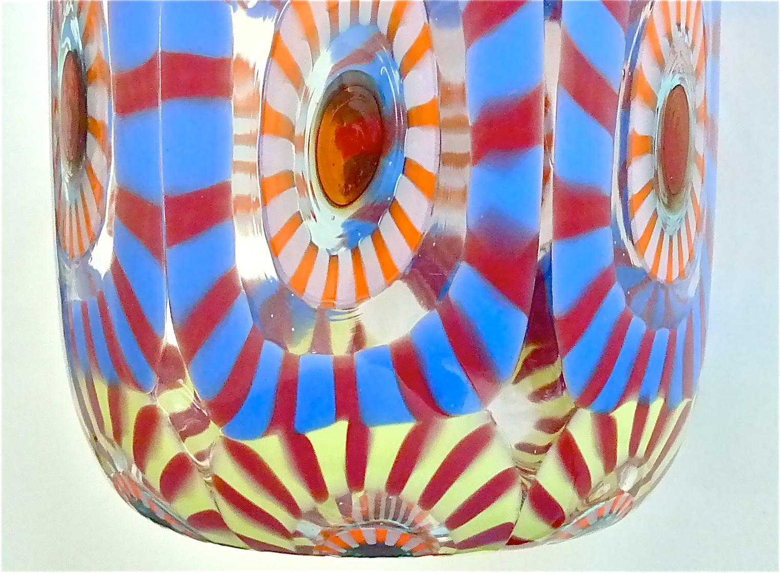 Signed Large Italian Formentello Murano Art Glass Vase Murine Barovier Toso  2