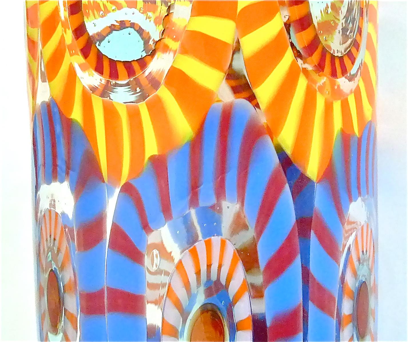Signed Large Italian Formentello Murano Art Glass Vase Murine Barovier Toso  3