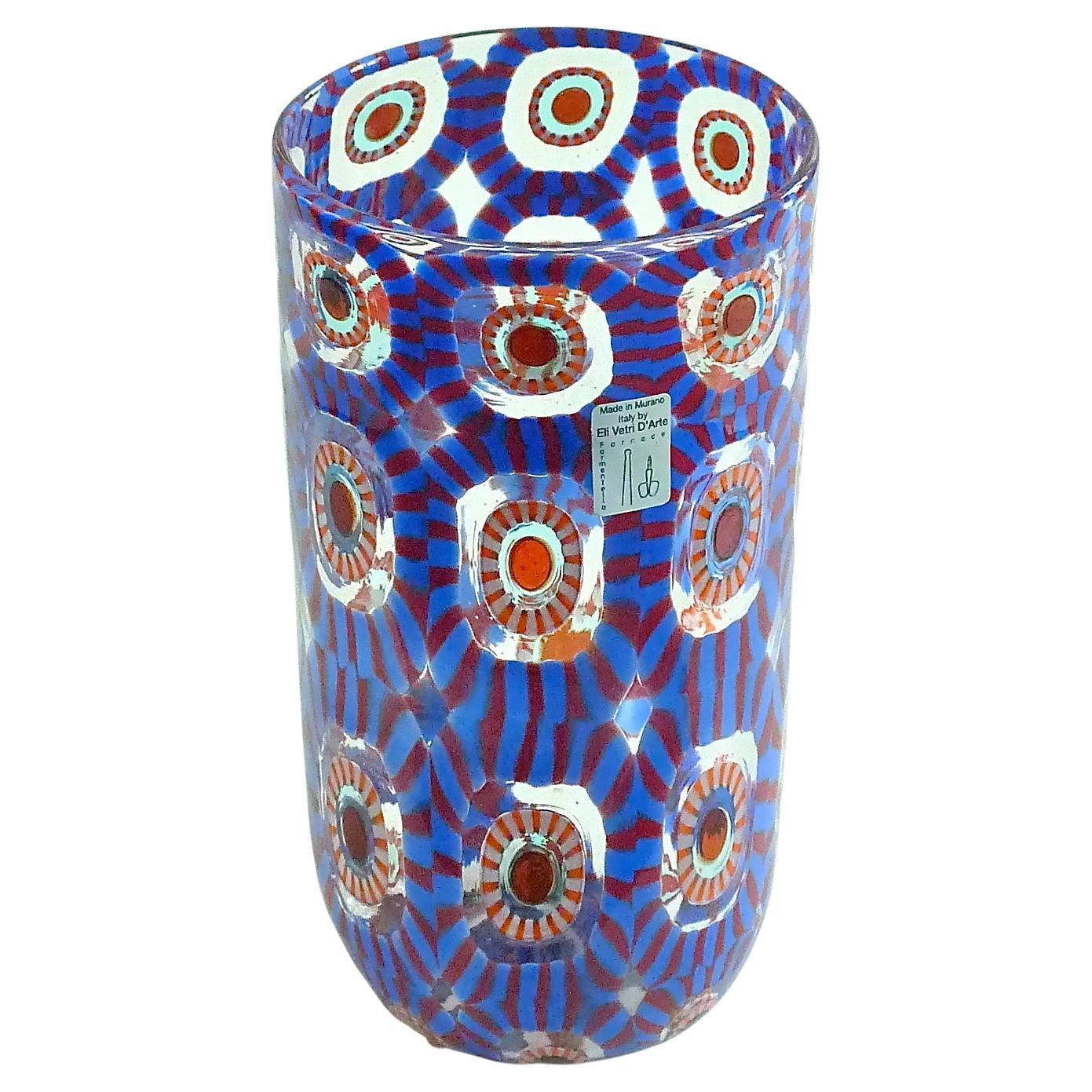 Signed Large Italian Formentello Murano Art Glass Vase Murine Barovier Toso