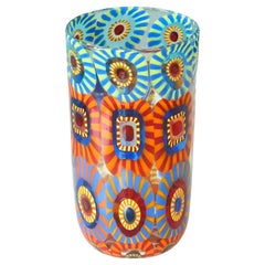 Signed Large Italian Formentello Murano Art Glass Vase Murine Barovier Toso 