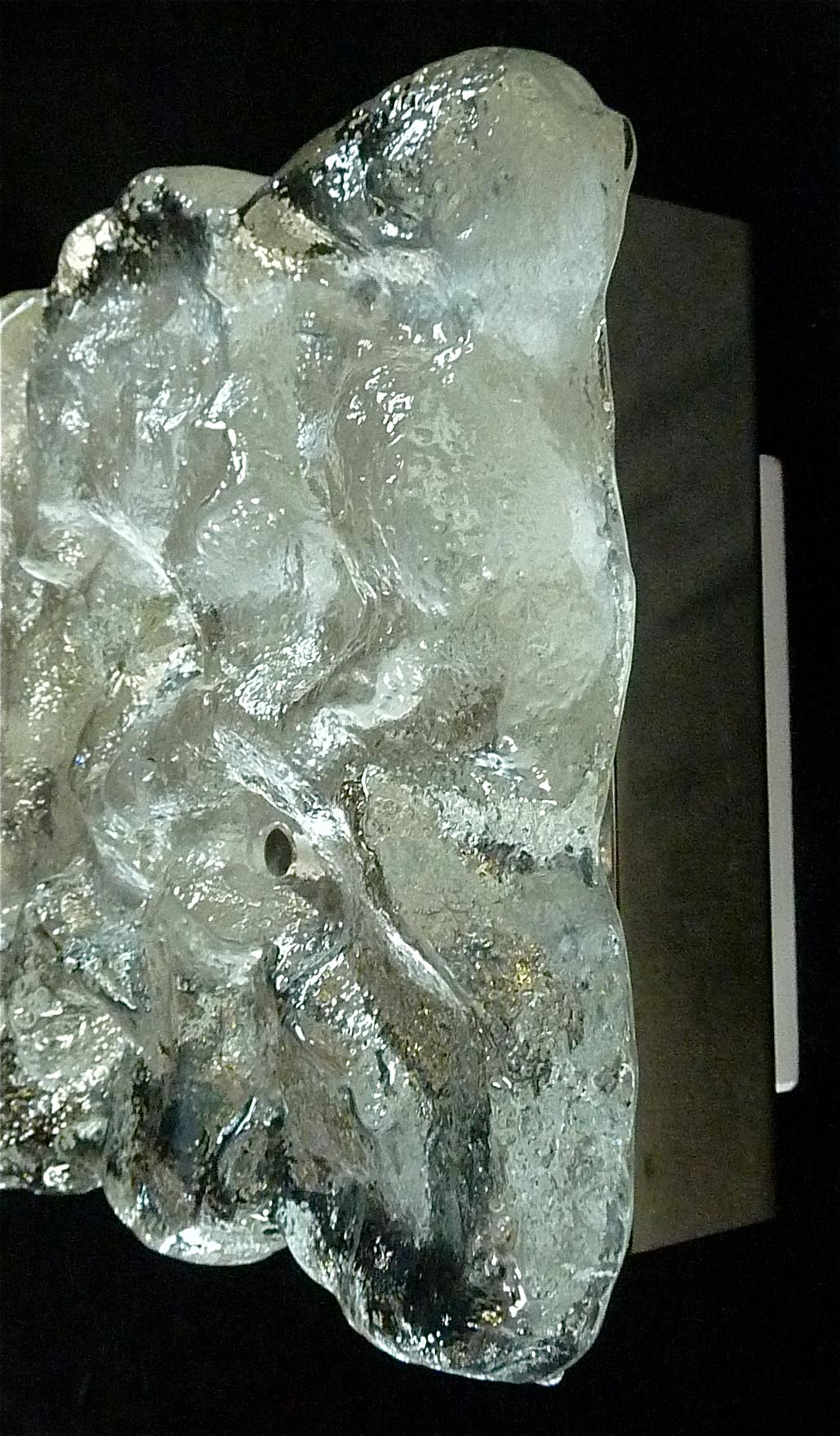 Signed Large J.T. Kalmar Wall Light Murano Ice Glass Sconce Austria 1970s 3