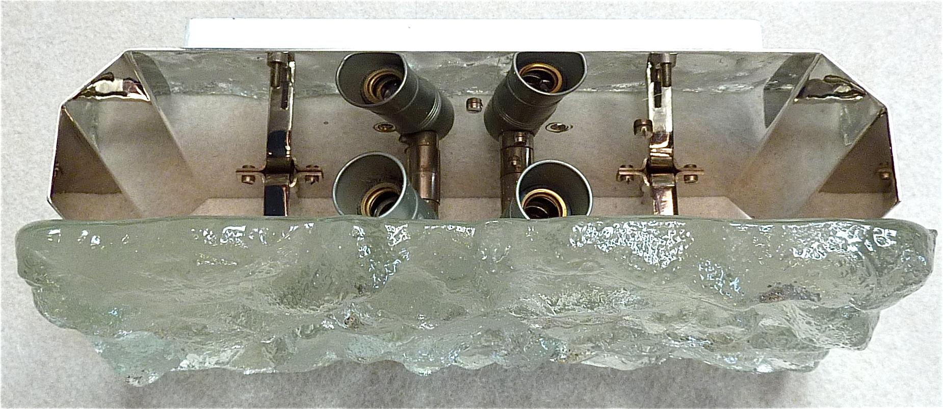 Signed Large J.T. Kalmar Wall Light Murano Ice Glass Sconce Austria 1970s 5