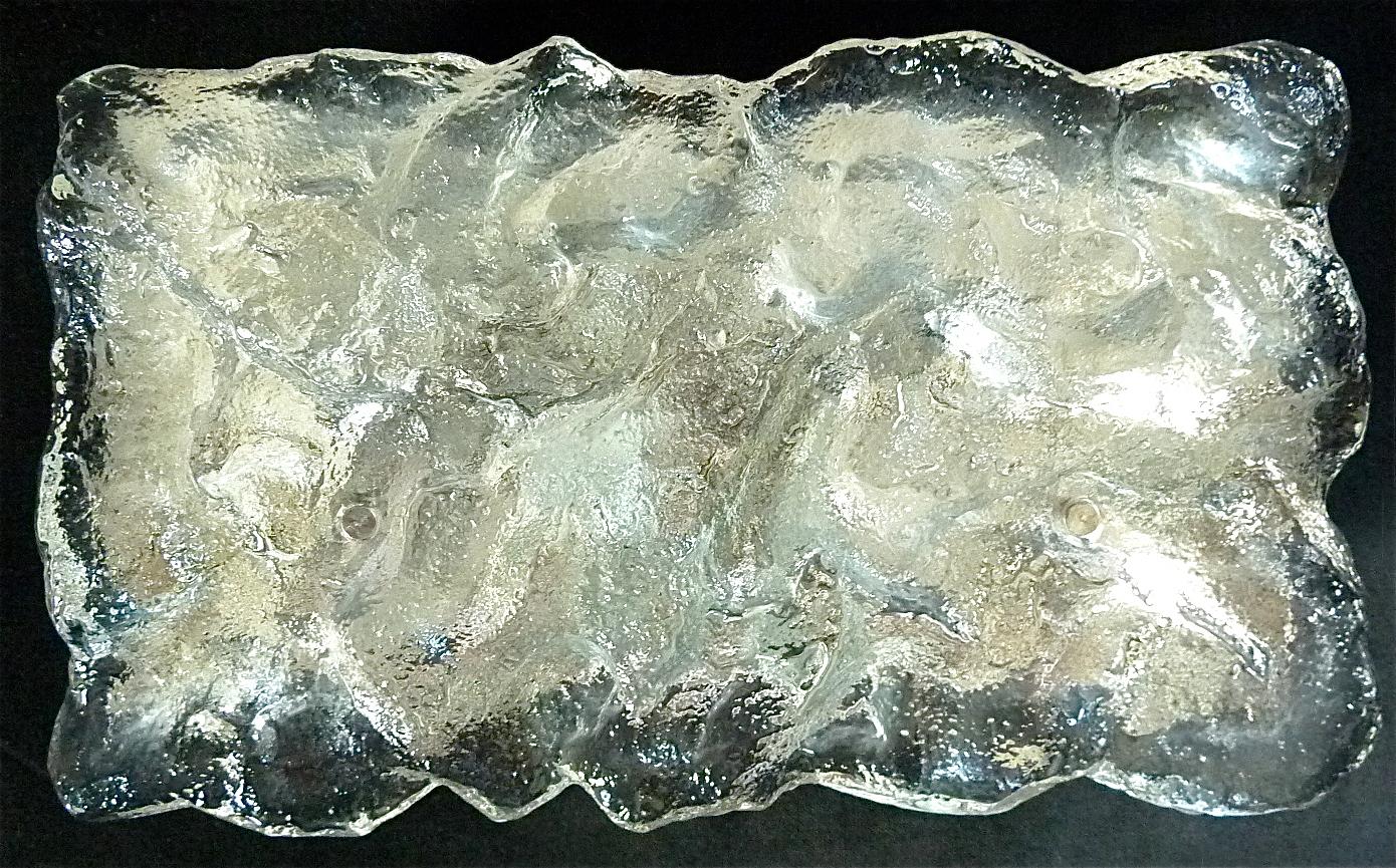Mid-Century Modern Signed Large J.T. Kalmar Wall Light Murano Ice Glass Sconce Austria 1970s