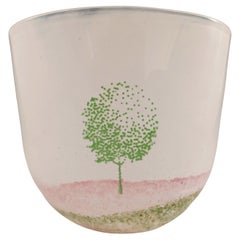 SIGNED LARGE Kosta Boda Pink Glass 'May' Vase by Kjell Engman
