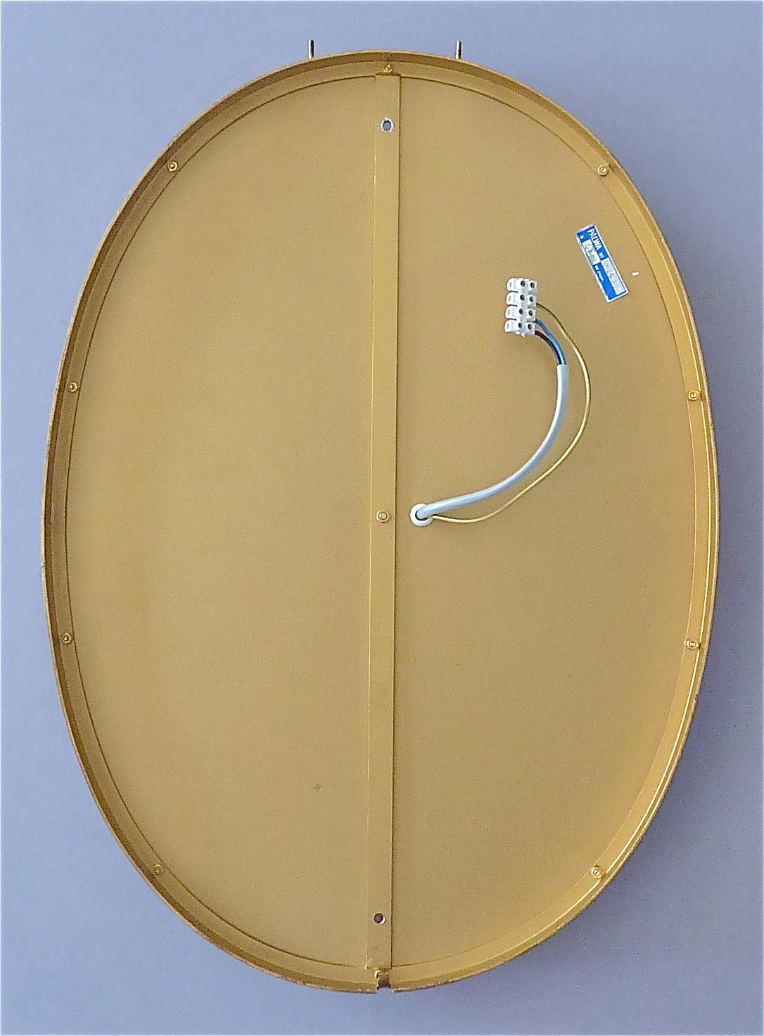 Grand miroir ovale rétroéclairé à fleurs Palwa en cristal doré signé Lobmeyr, 1970  en vente 2